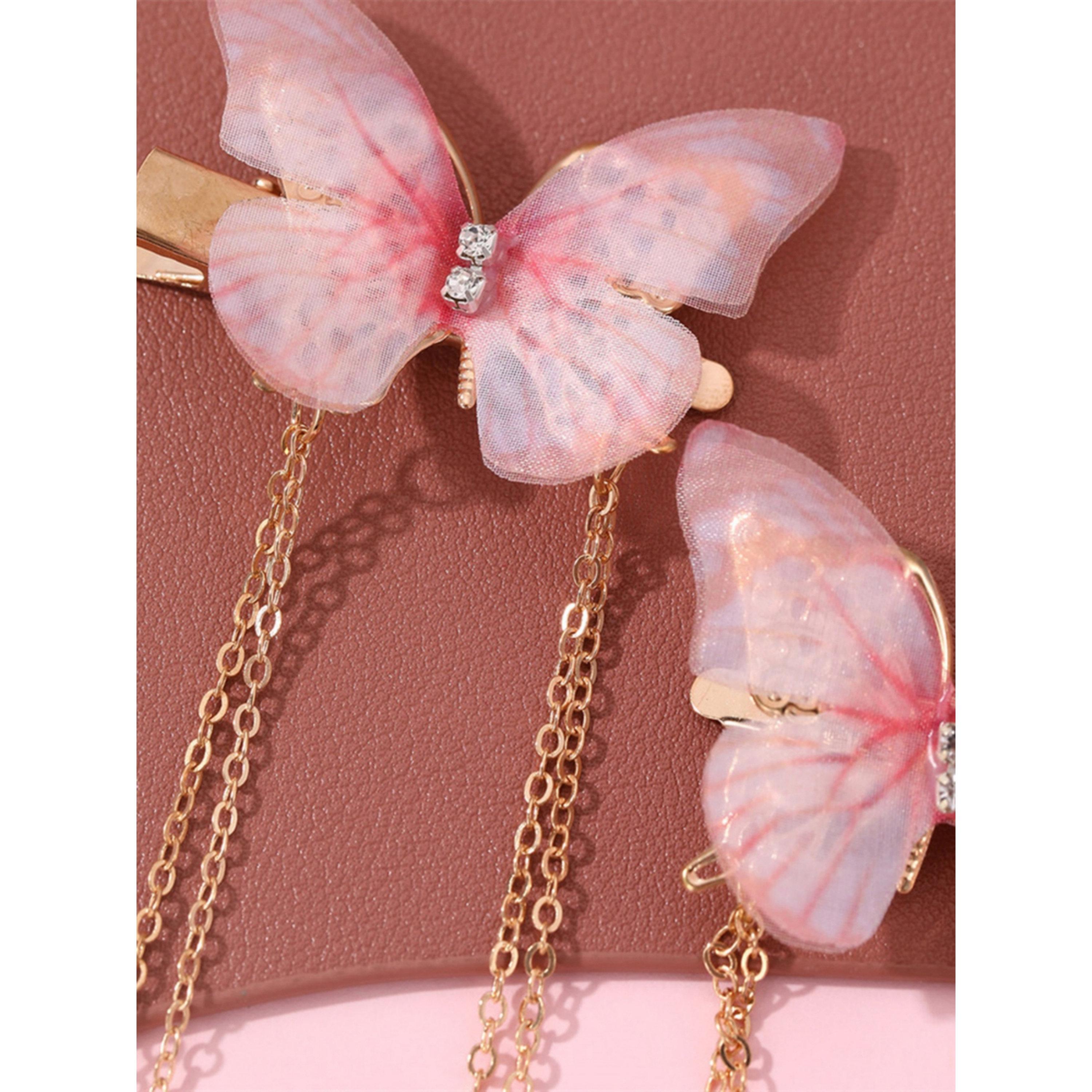 Take Two Pack of 2 - Pink Butterfly Hair Clips-women-hairaccessories-clips-image-3