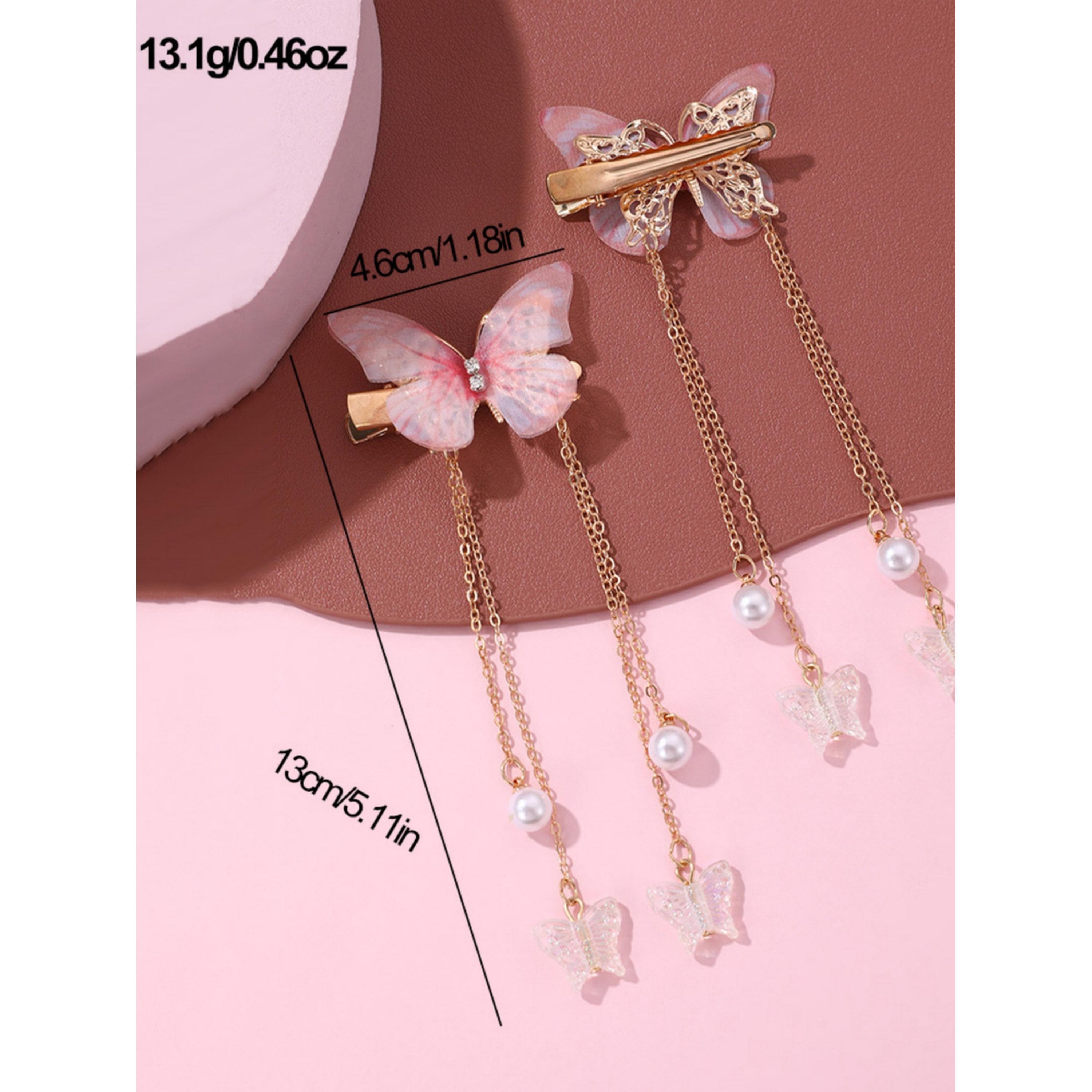 طقم من 2 مشابك شعر فراشة وردية-women-hairaccessories-clips-image-5