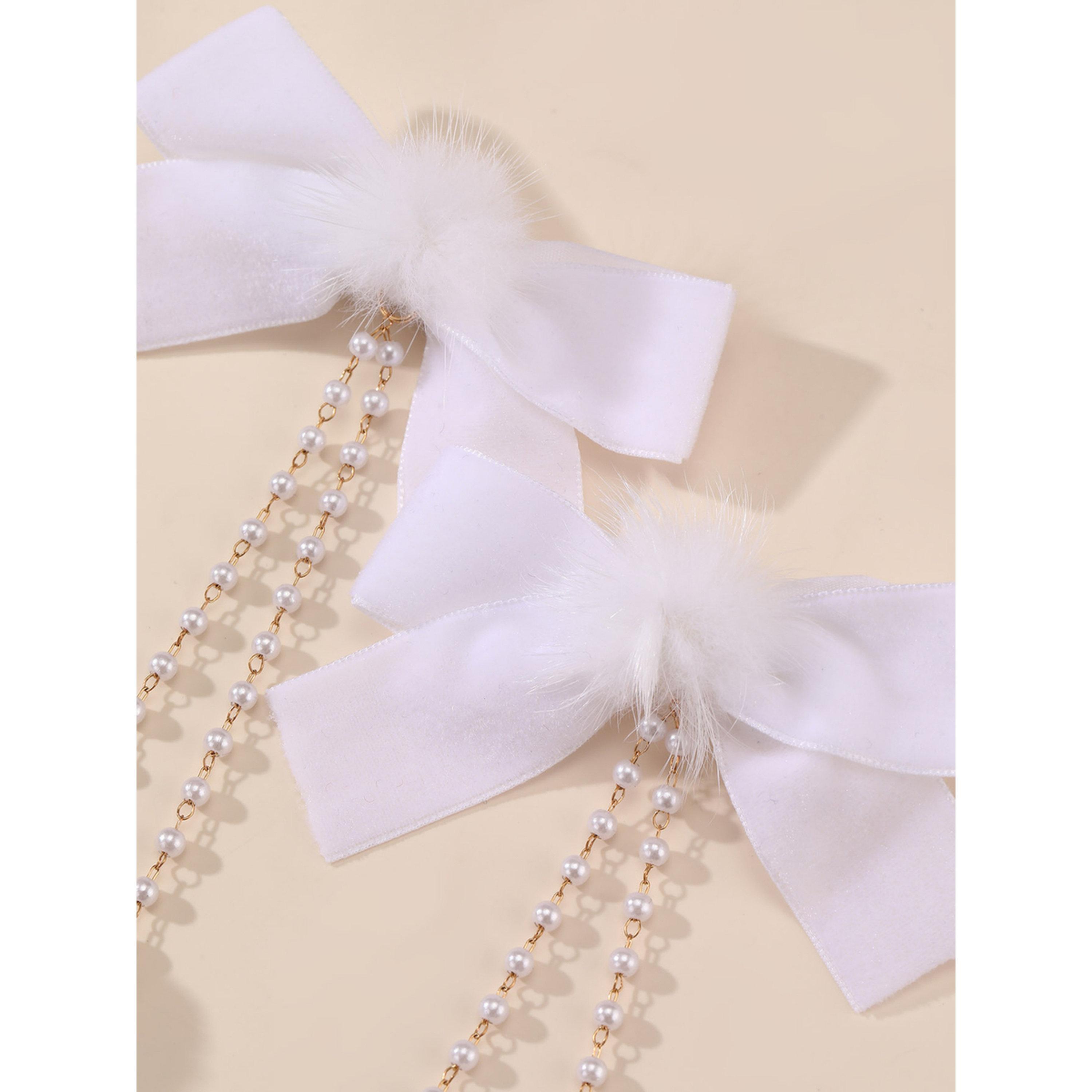 مشابك شعر بعقدة بيضاء وشرابة لؤلؤ-women-hairaccessories-clips-image-4