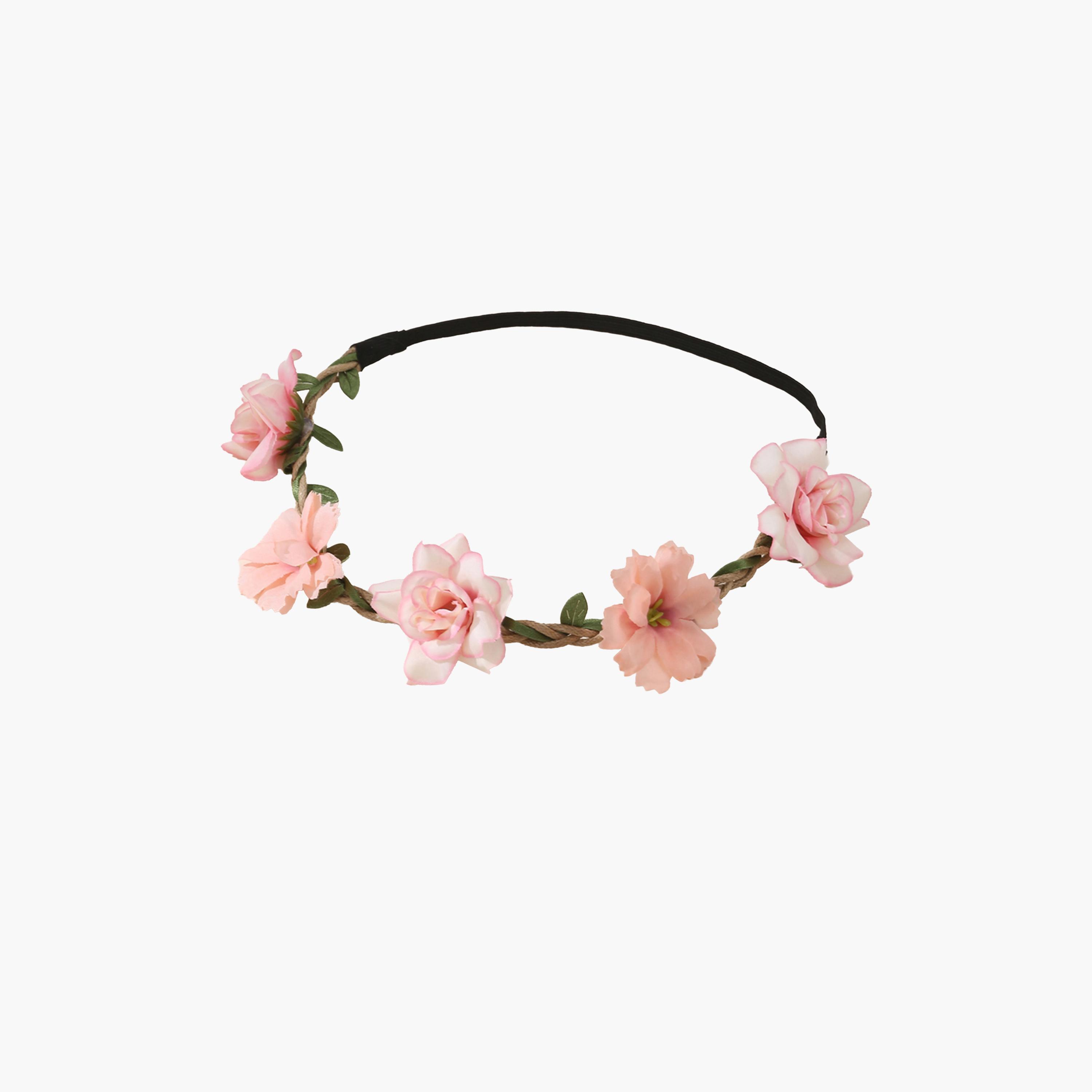 ربطة شعر وردية بنقشة زهور-women-hairaccessories-bands-image-1