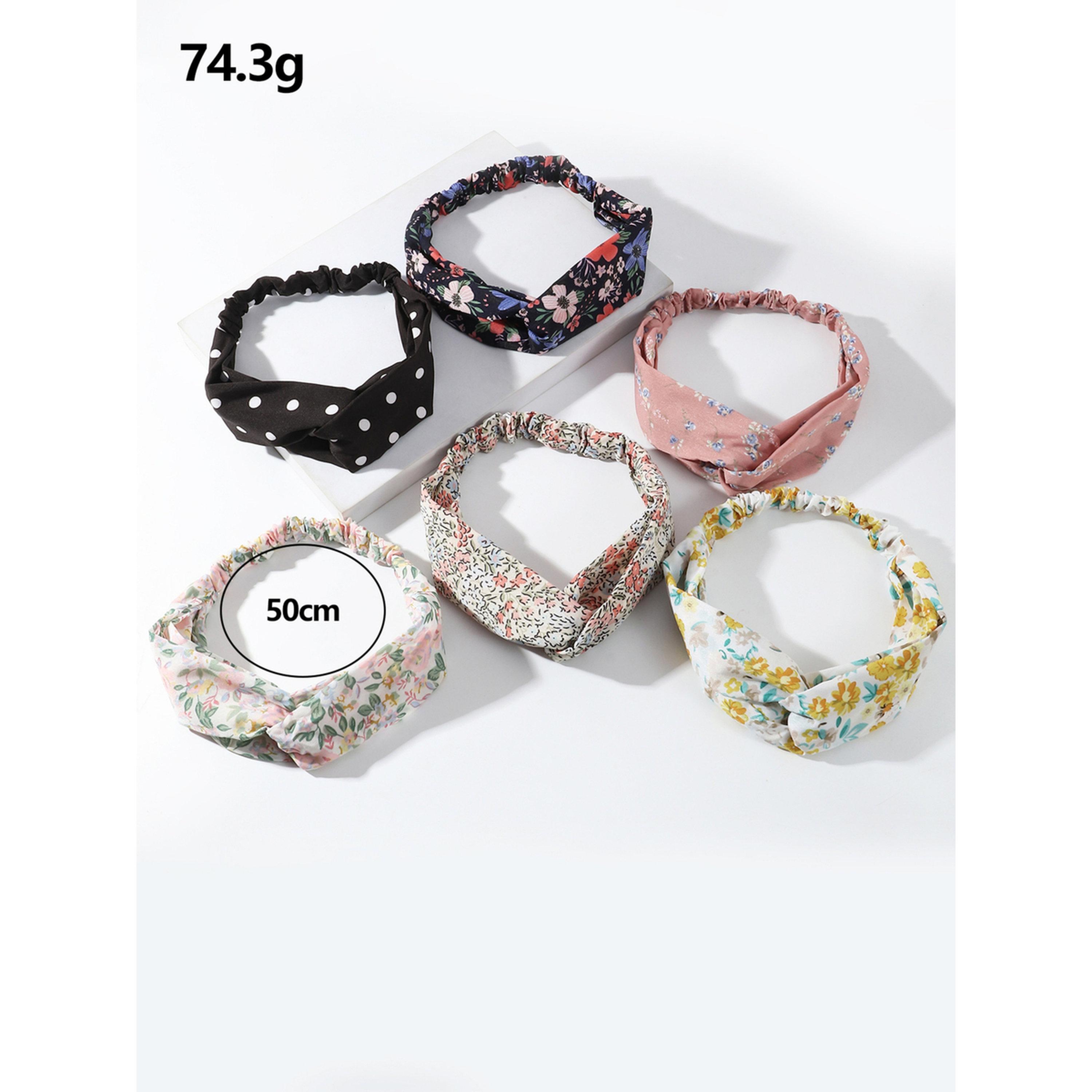 طقم طوق شعر بنقشة زهور ومنقط 6 قطع-women-hairaccessories-bands-image-5