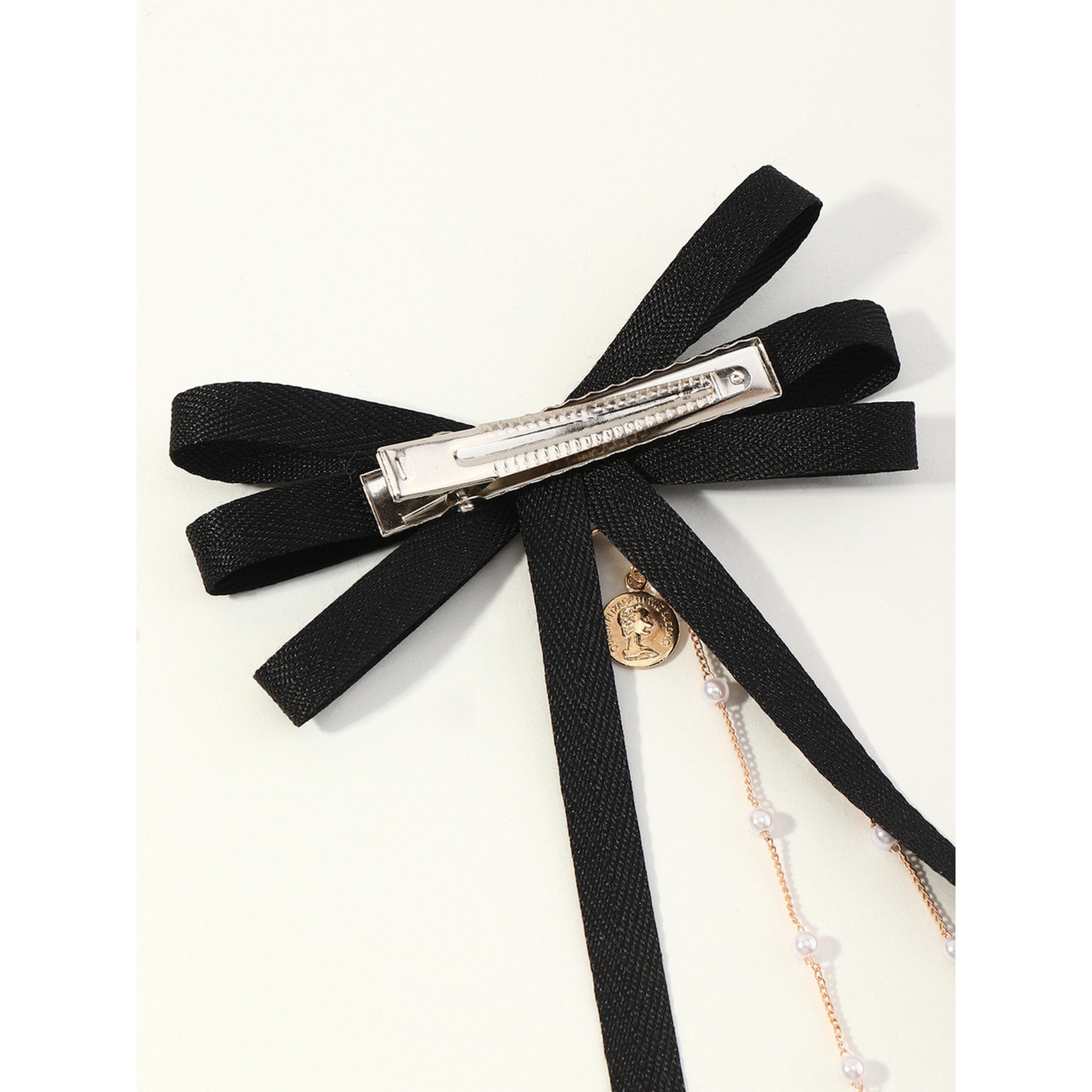 مشبك شعر بعقدة سوداء وسلسلة لؤلؤ-women-hairaccessories-sets-image-3