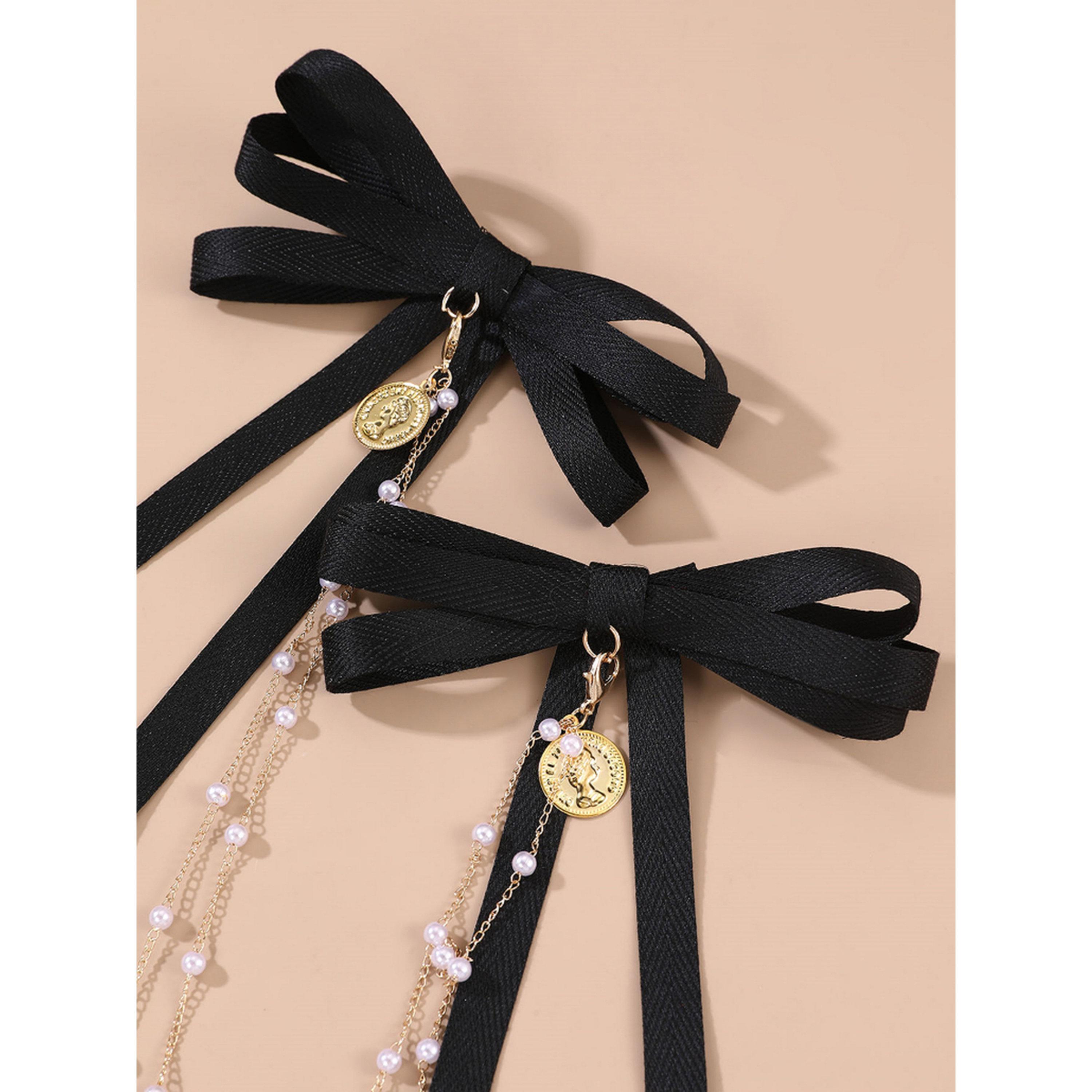 مشبك شعر بعقدة سوداء وسلسلة لؤلؤ-women-hairaccessories-sets-image-5
