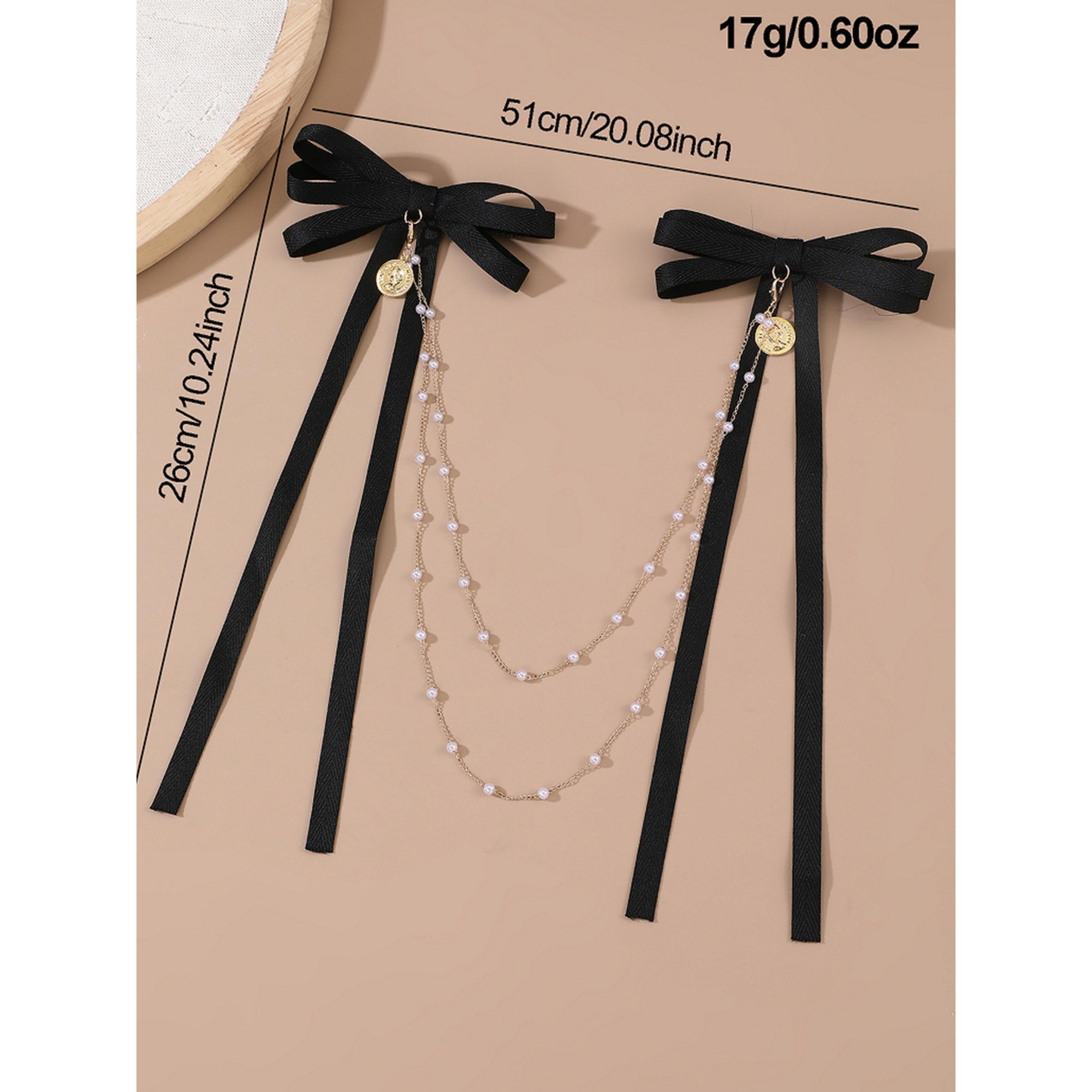 مشبك شعر بعقدة سوداء وسلسلة لؤلؤ-women-hairaccessories-sets-image-6