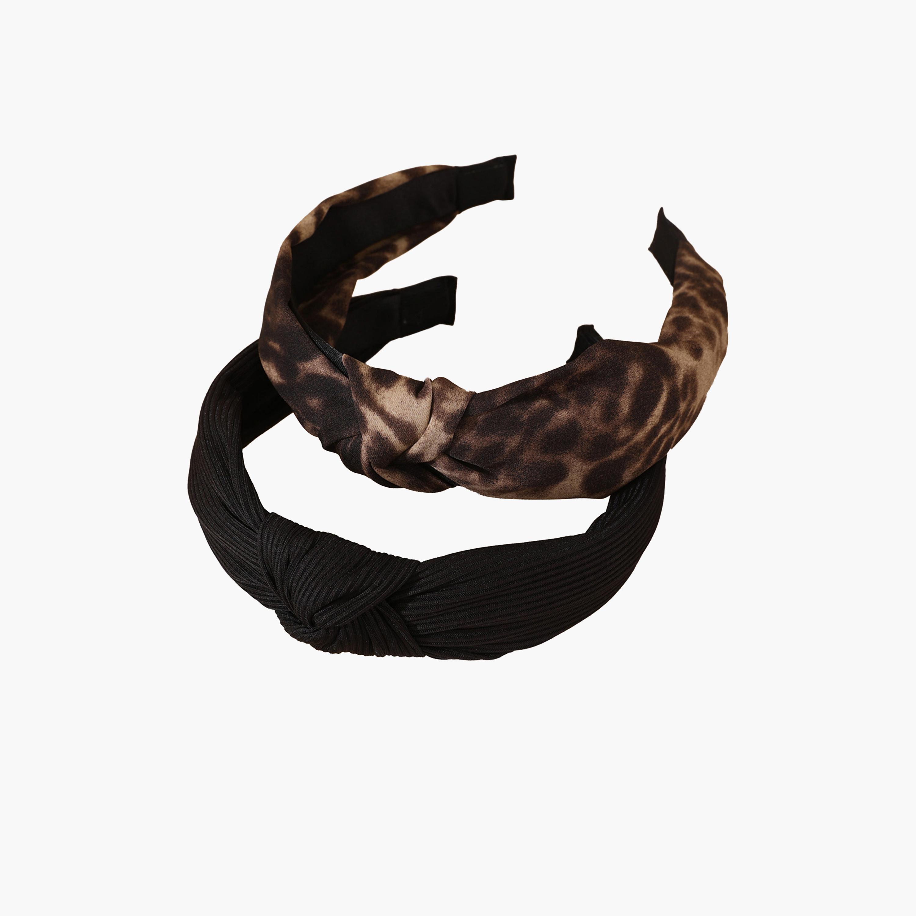 طقم طوق شعر معقود بنقشة نمر قطعتين-women-hairaccessories-bands-image-1