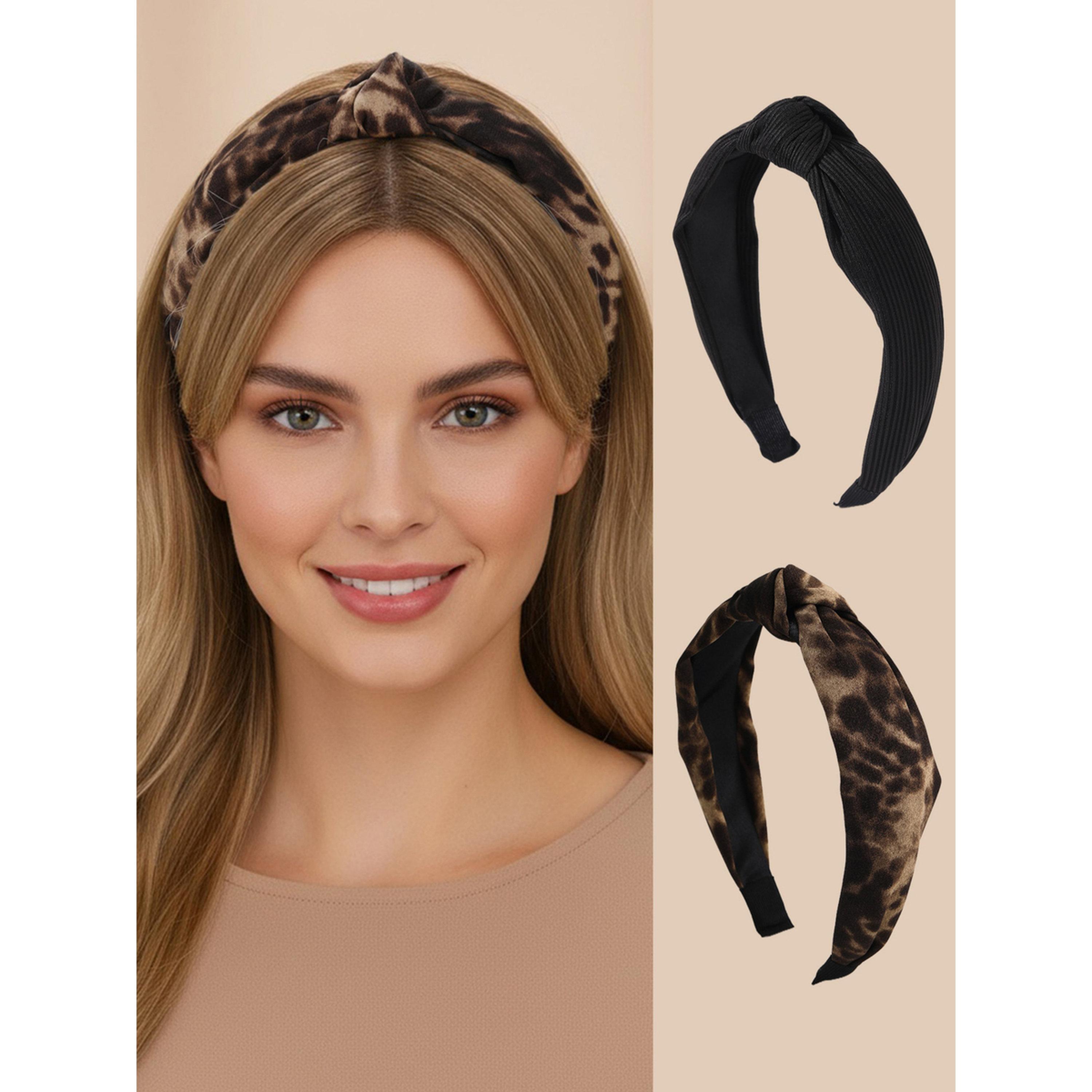 طقم طوق شعر معقود بنقشة نمر قطعتين-women-hairaccessories-bands-image-2