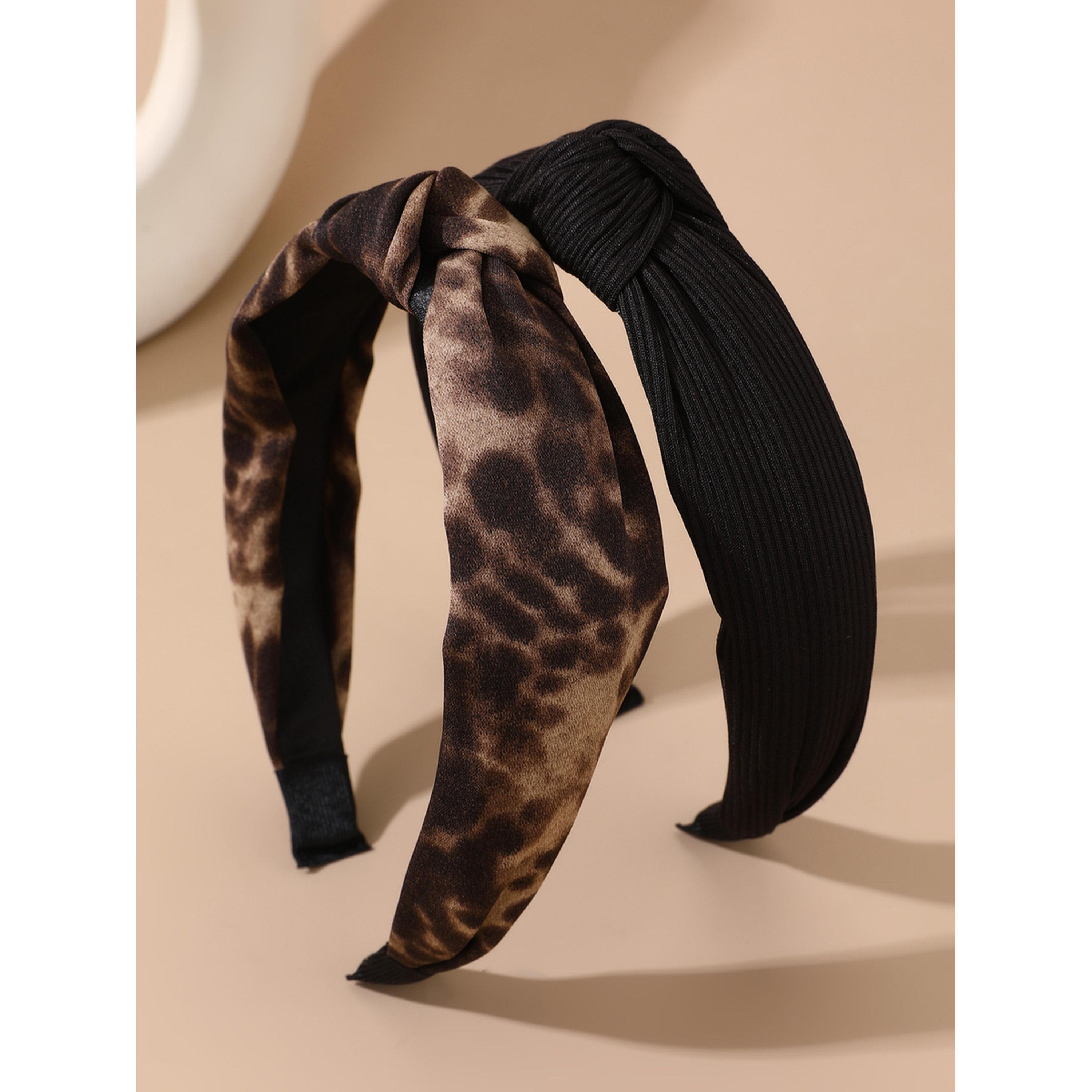 طقم طوق شعر معقود بنقشة نمر قطعتين-women-hairaccessories-bands-image-3