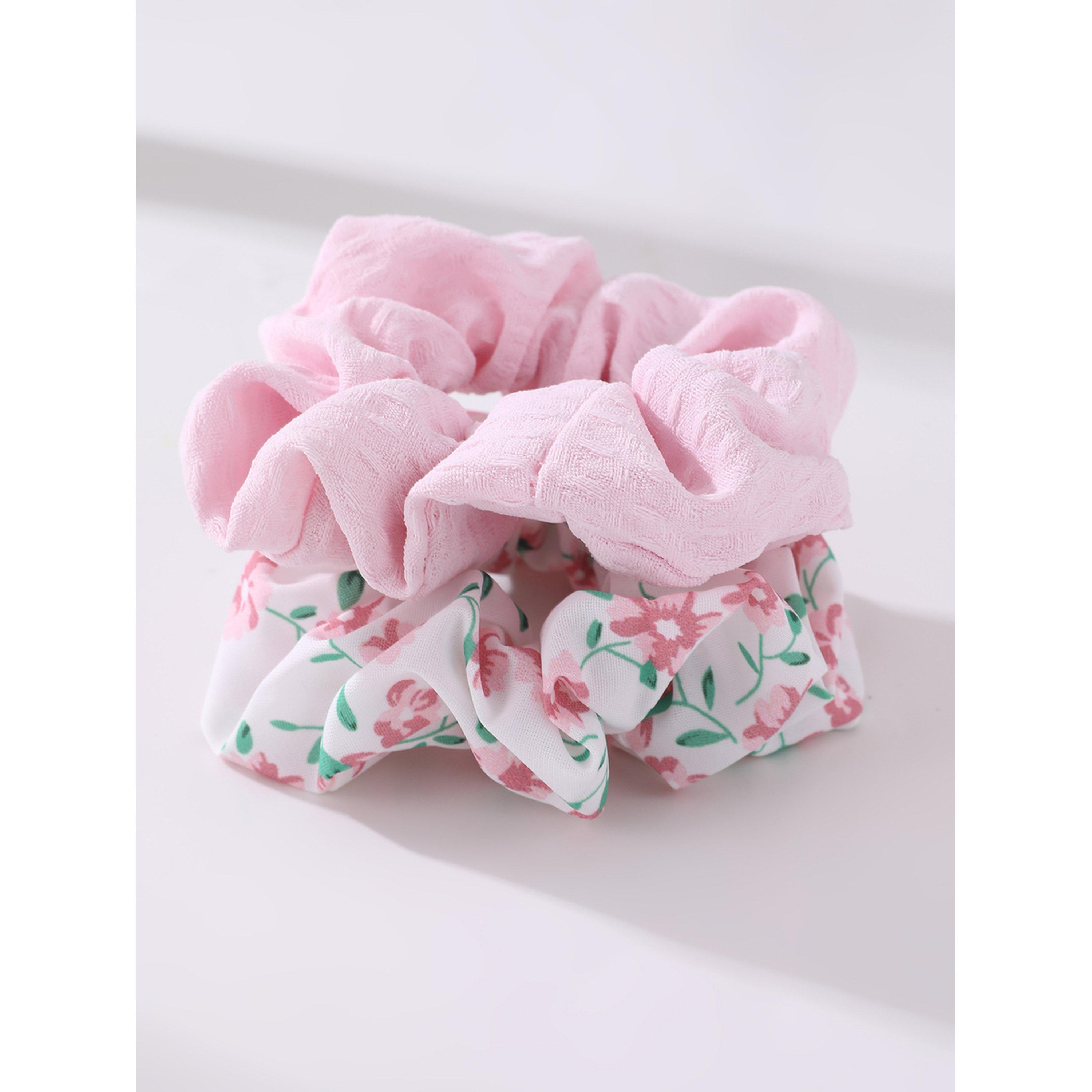 Take Two Pack of 2 - Pink Floral Hair Scrunchie-women-hairaccessories-scrunchies-image-3