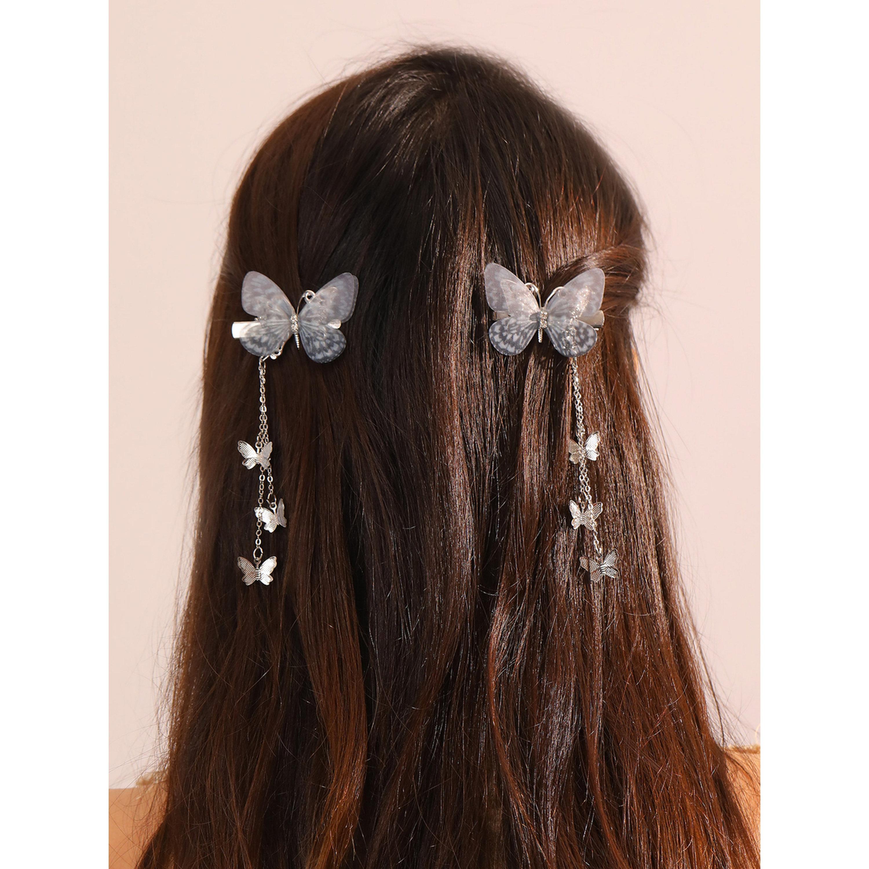 طقم من 2 مشابك شعر فراشة رمادية-women-hairaccessories-clips-image-2