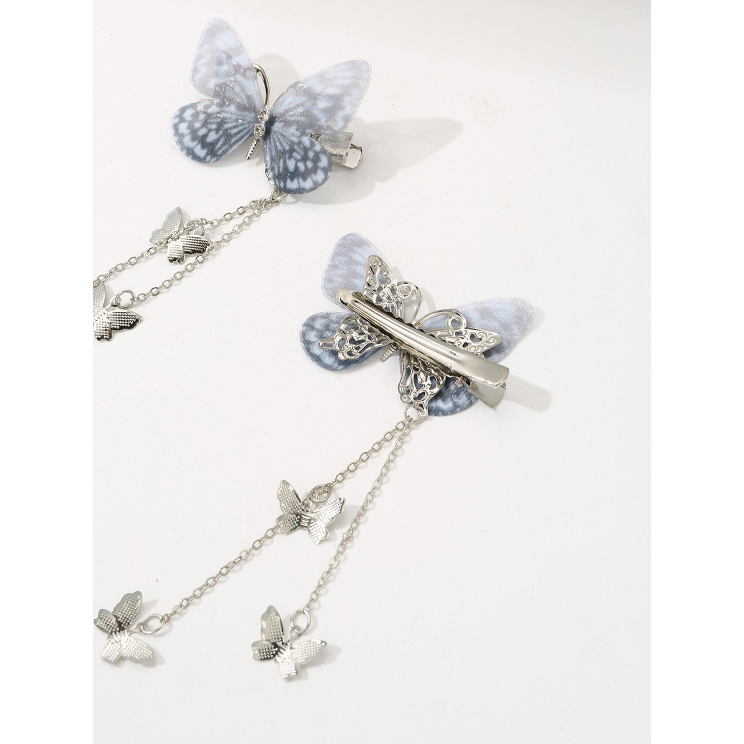 طقم من 2 مشابك شعر فراشة رمادية-women-hairaccessories-clips-image-3