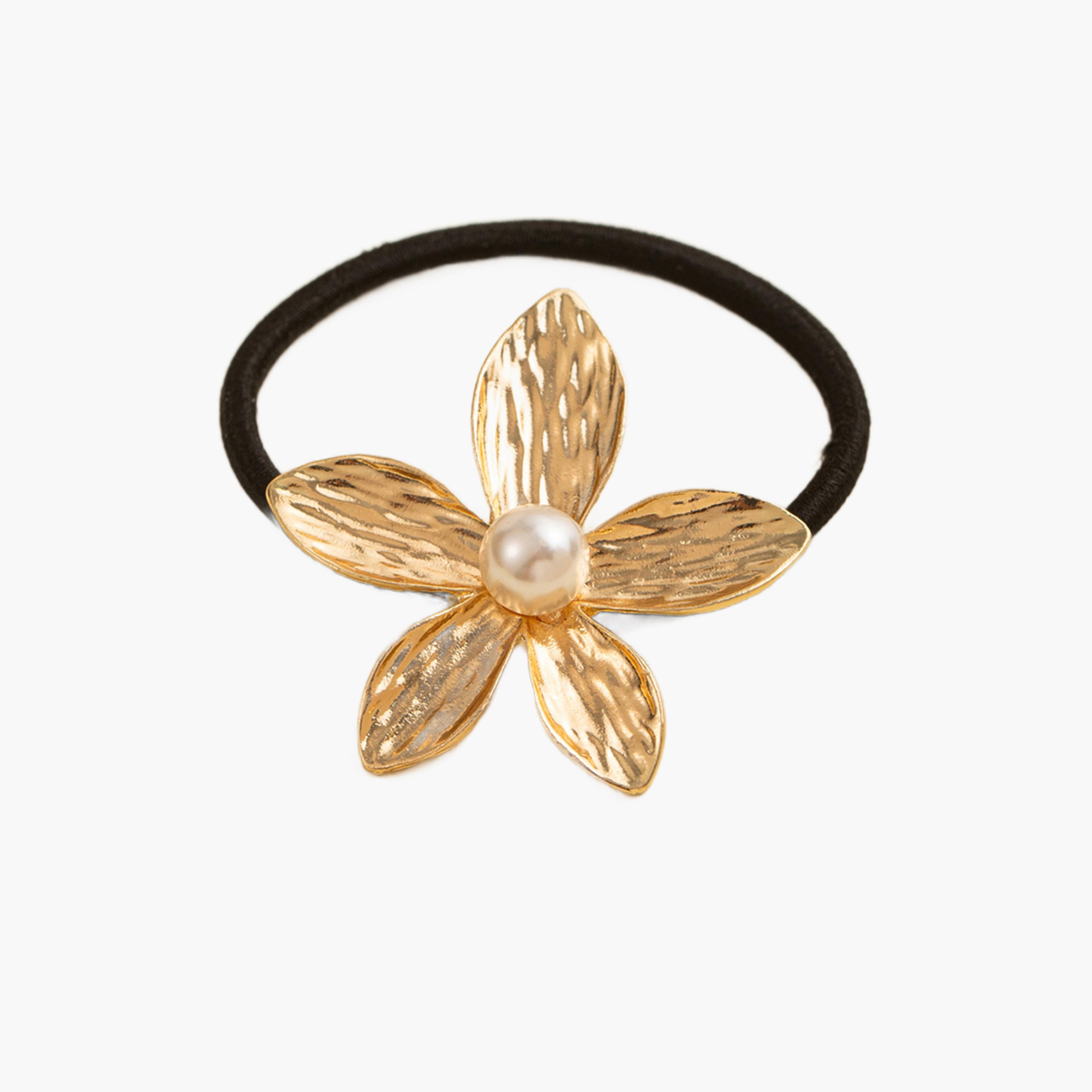 طقم ربطات شعر بزهرة ذهبية 3 قطع-women-hairaccessories-bands-image-1