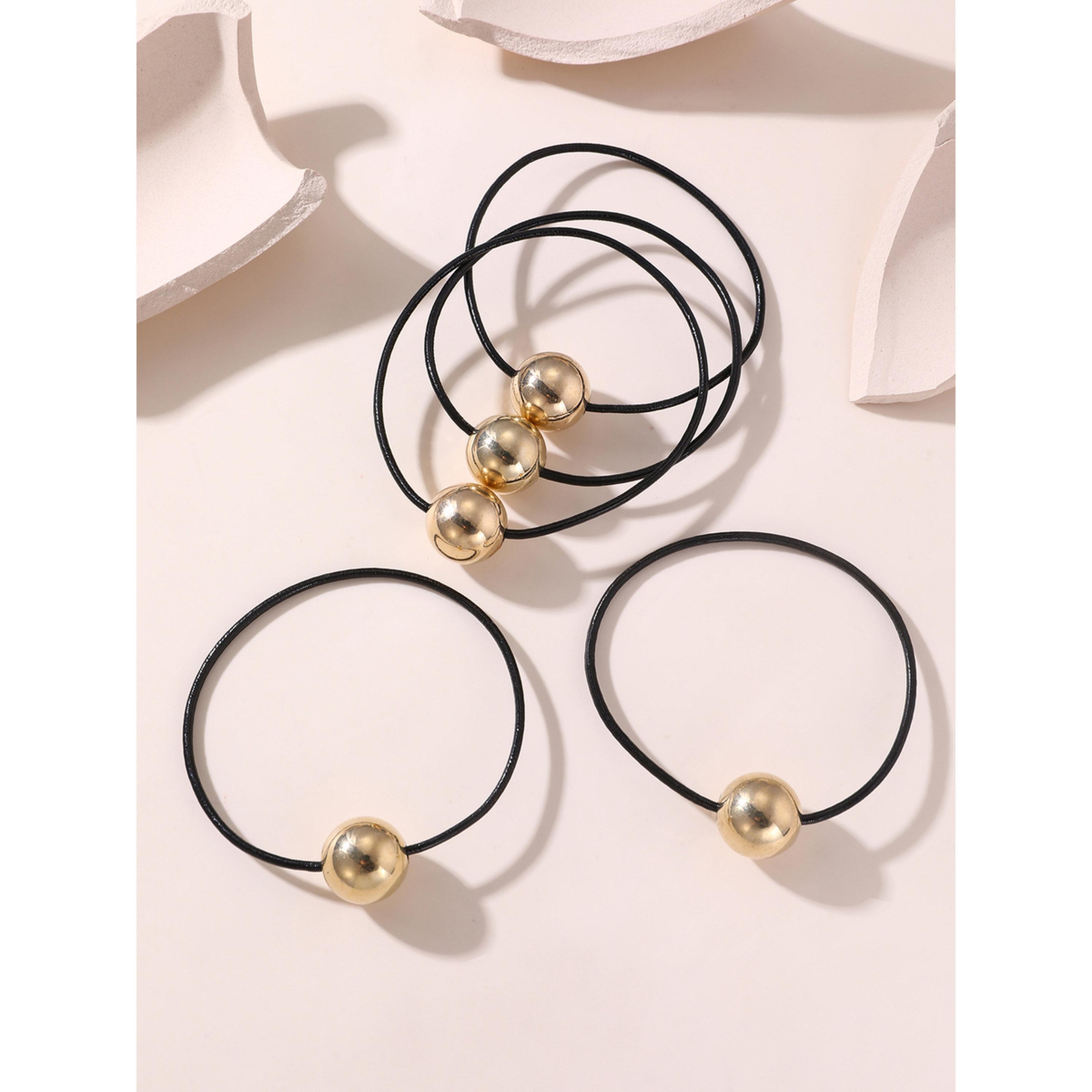 Take Two Pack of 5 - Golden Ball Hair Tie-women-hairaccessories-bands-image-3