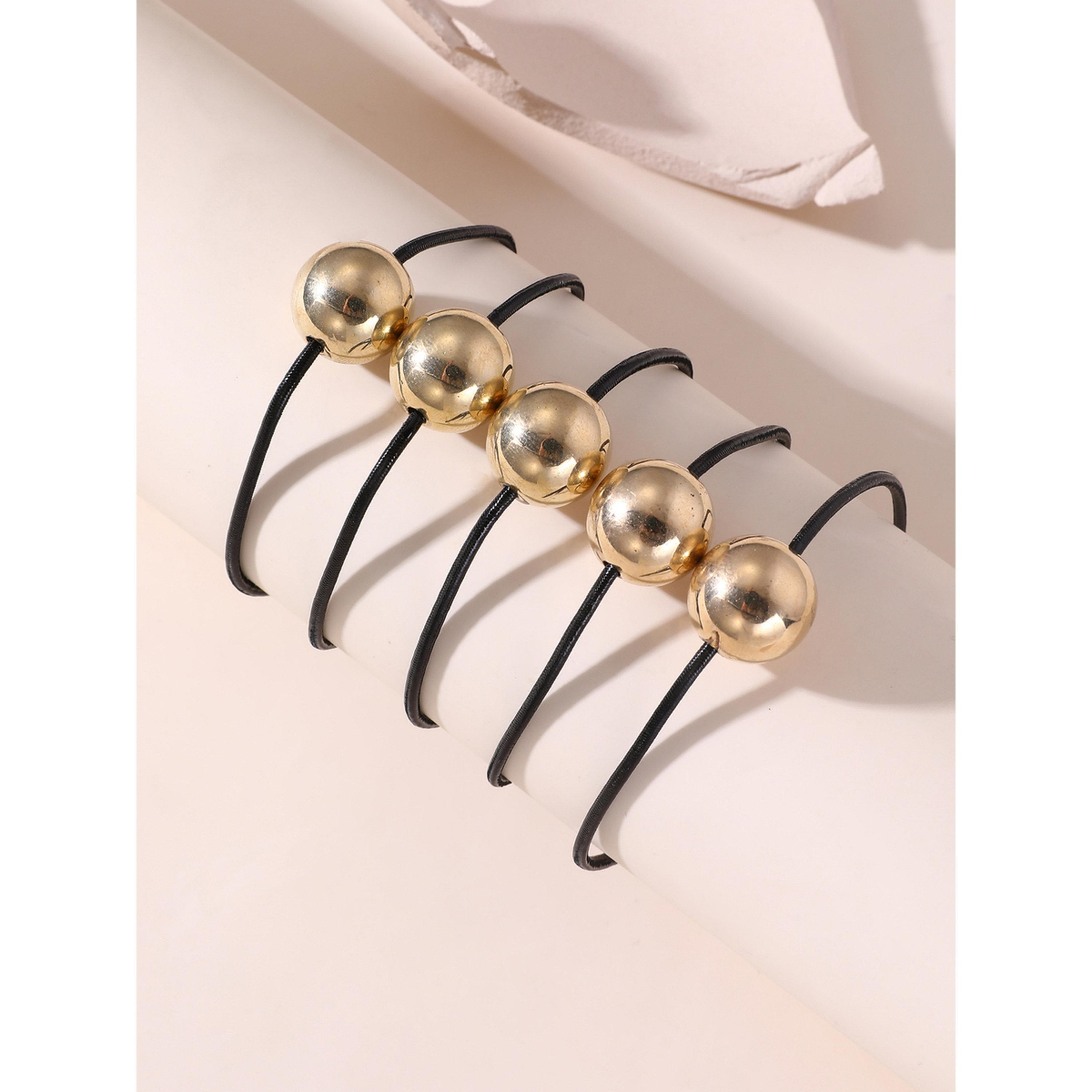 Take Two Pack of 5 - Golden Ball Hair Tie-women-hairaccessories-bands-image-4