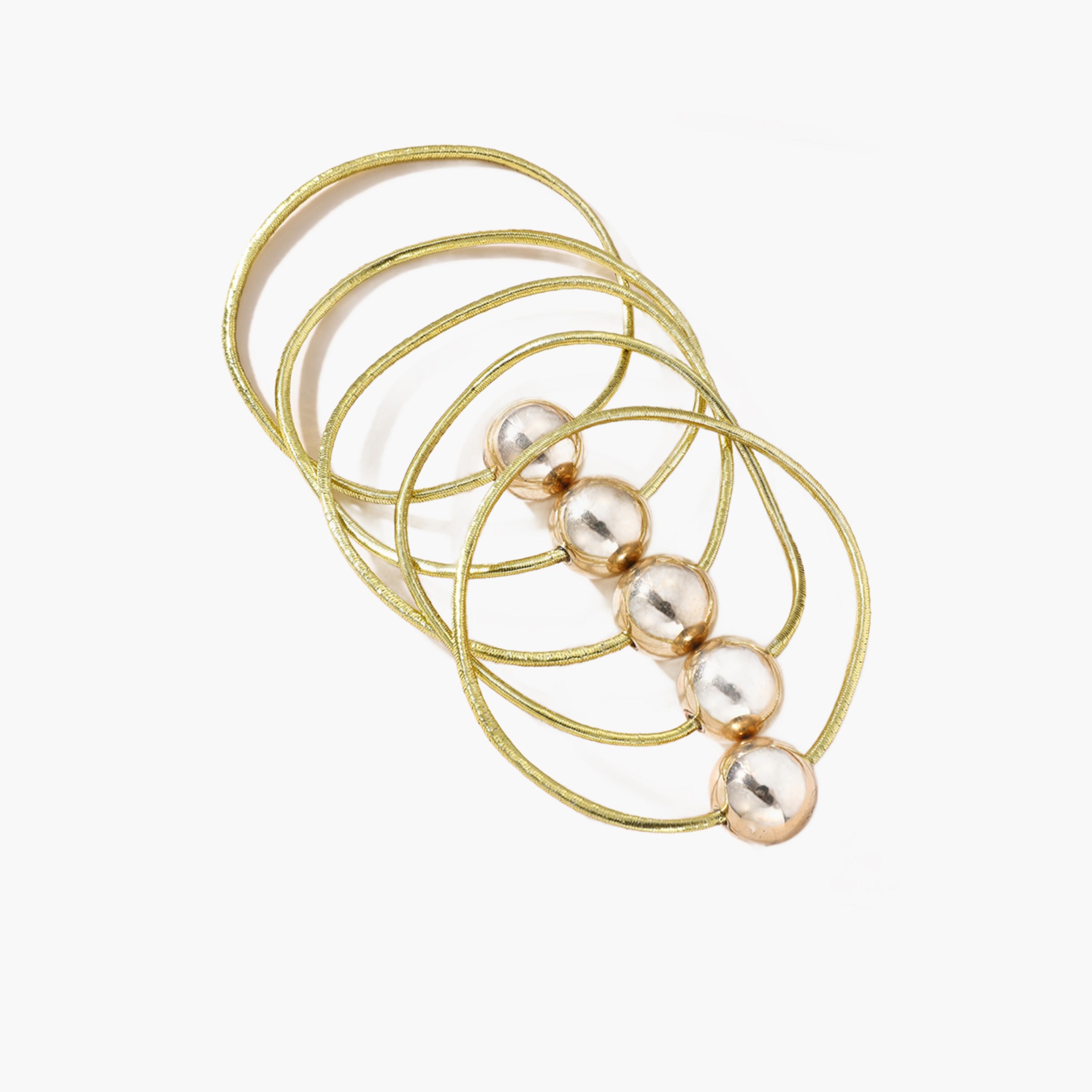 طقم ربطات شعر بكرات ذهبية 5 قطع-women-hairaccessories-bands-image-1