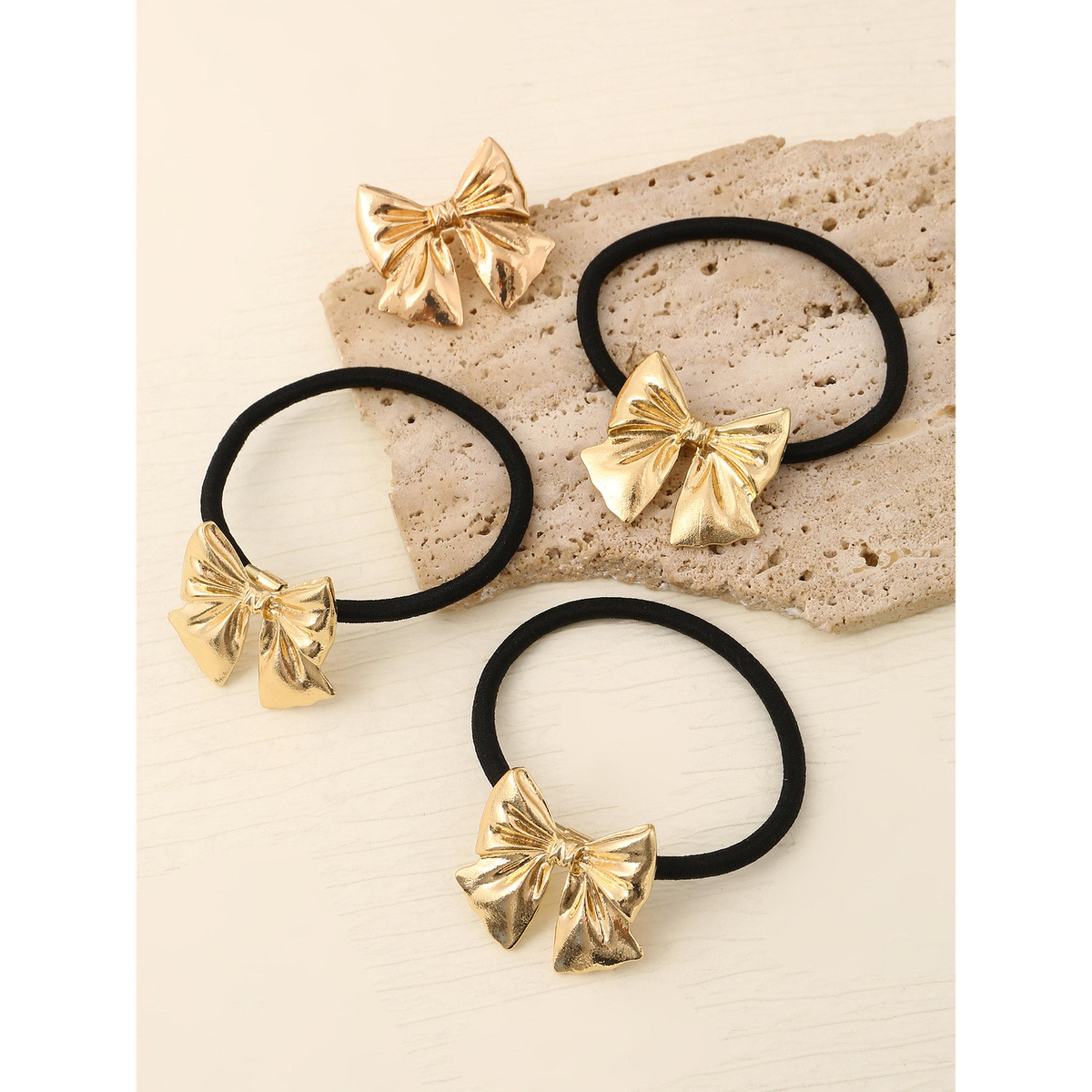 Take Two Pack of 4 - Golden Bow Hair Tie-women-hairaccessories-bands-image-3