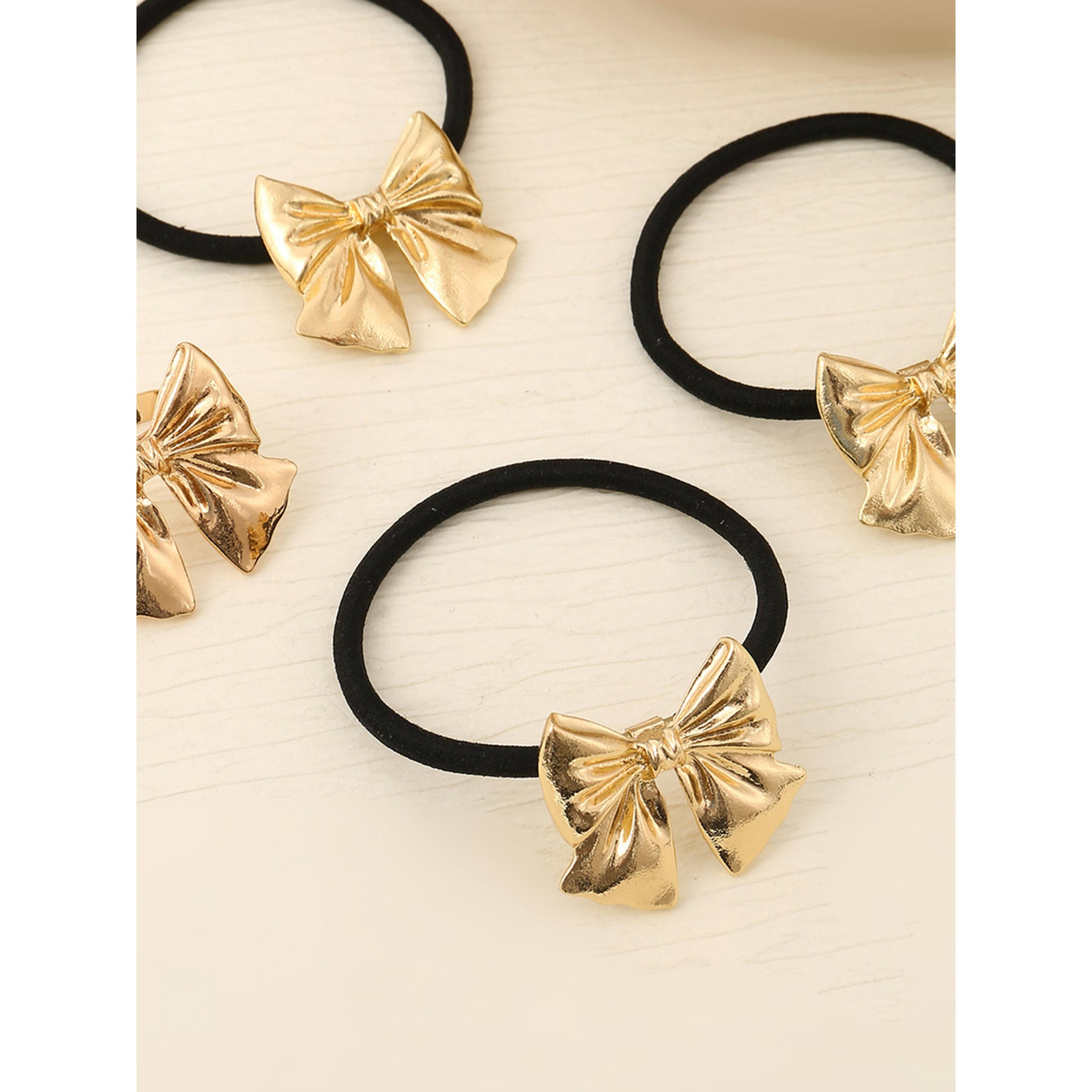 Take Two Pack of 4 - Golden Bow Hair Tie-women-hairaccessories-bands-image-4