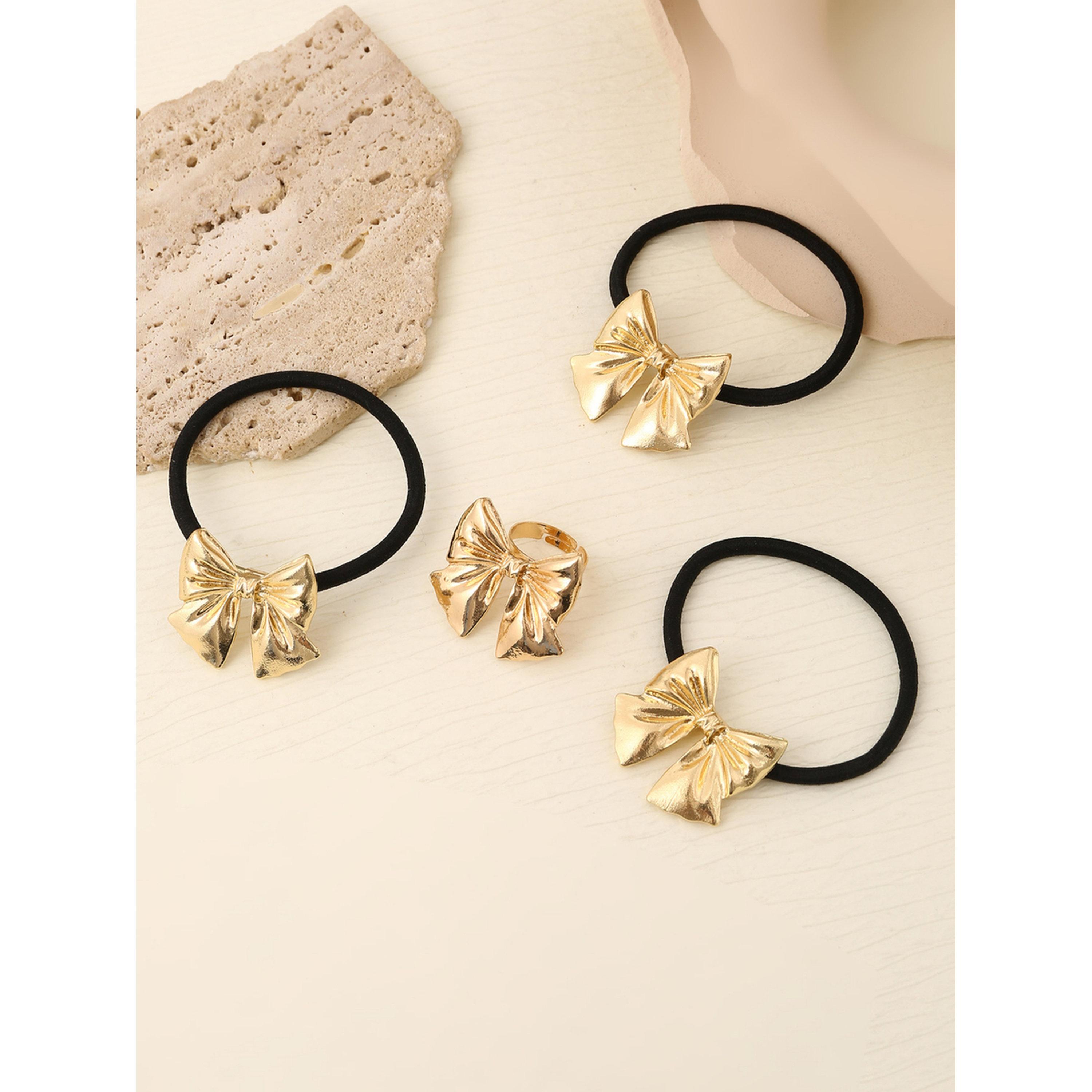 Take Two Pack of 4 - Golden Bow Hair Tie-women-hairaccessories-bands-image-5