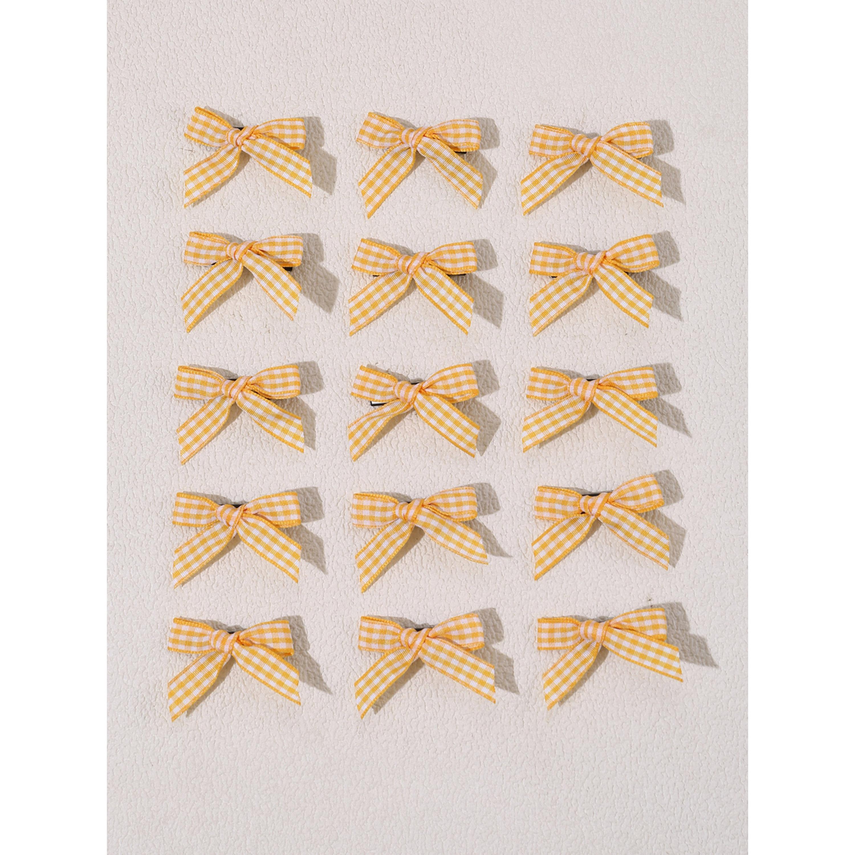 Take Two Pack of 15 - Yellow Gingham Bow Hair Clips-women-hairaccessories-clips-image-1