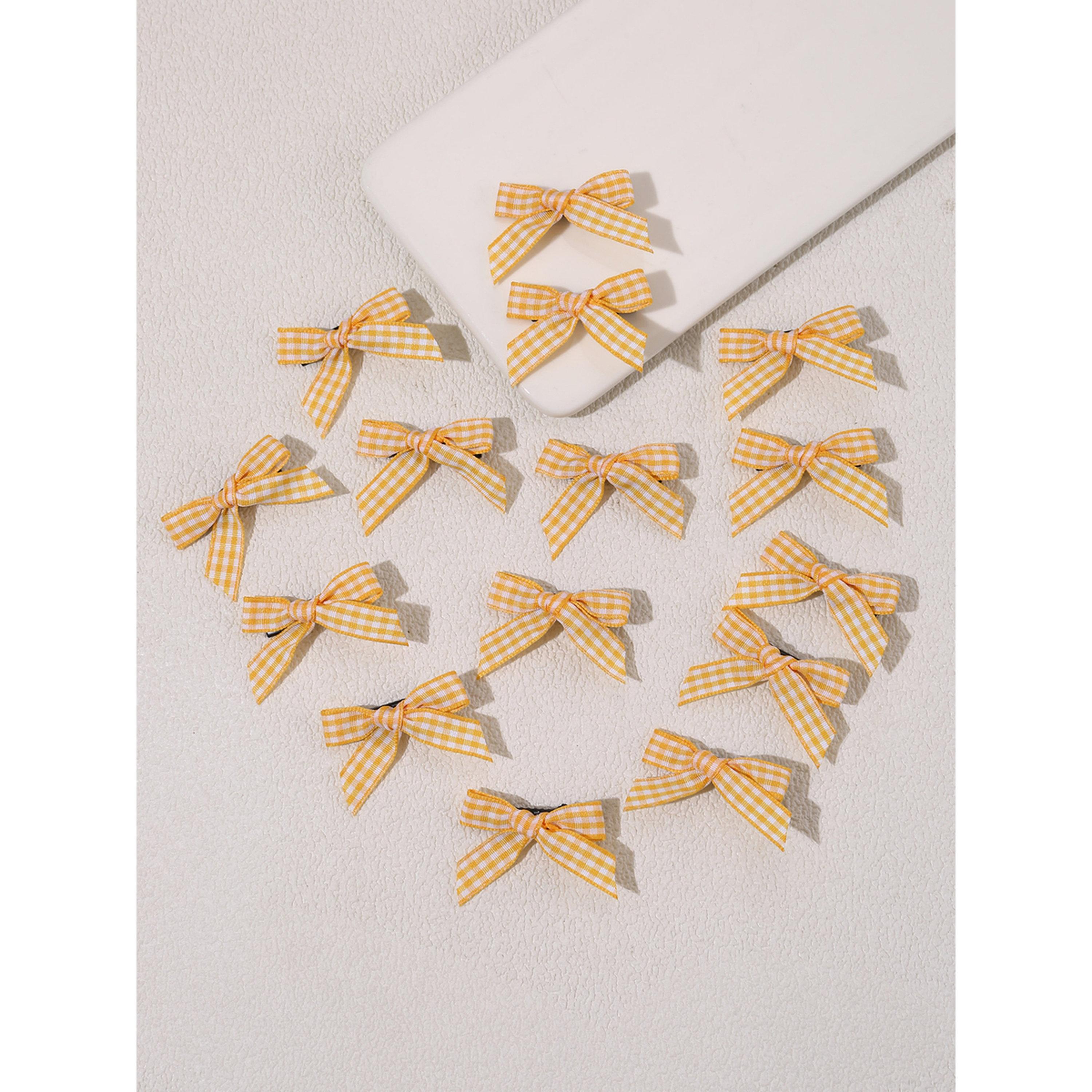 Take Two Pack of 15 - Yellow Gingham Bow Hair Clips-women-hairaccessories-clips-image-2
