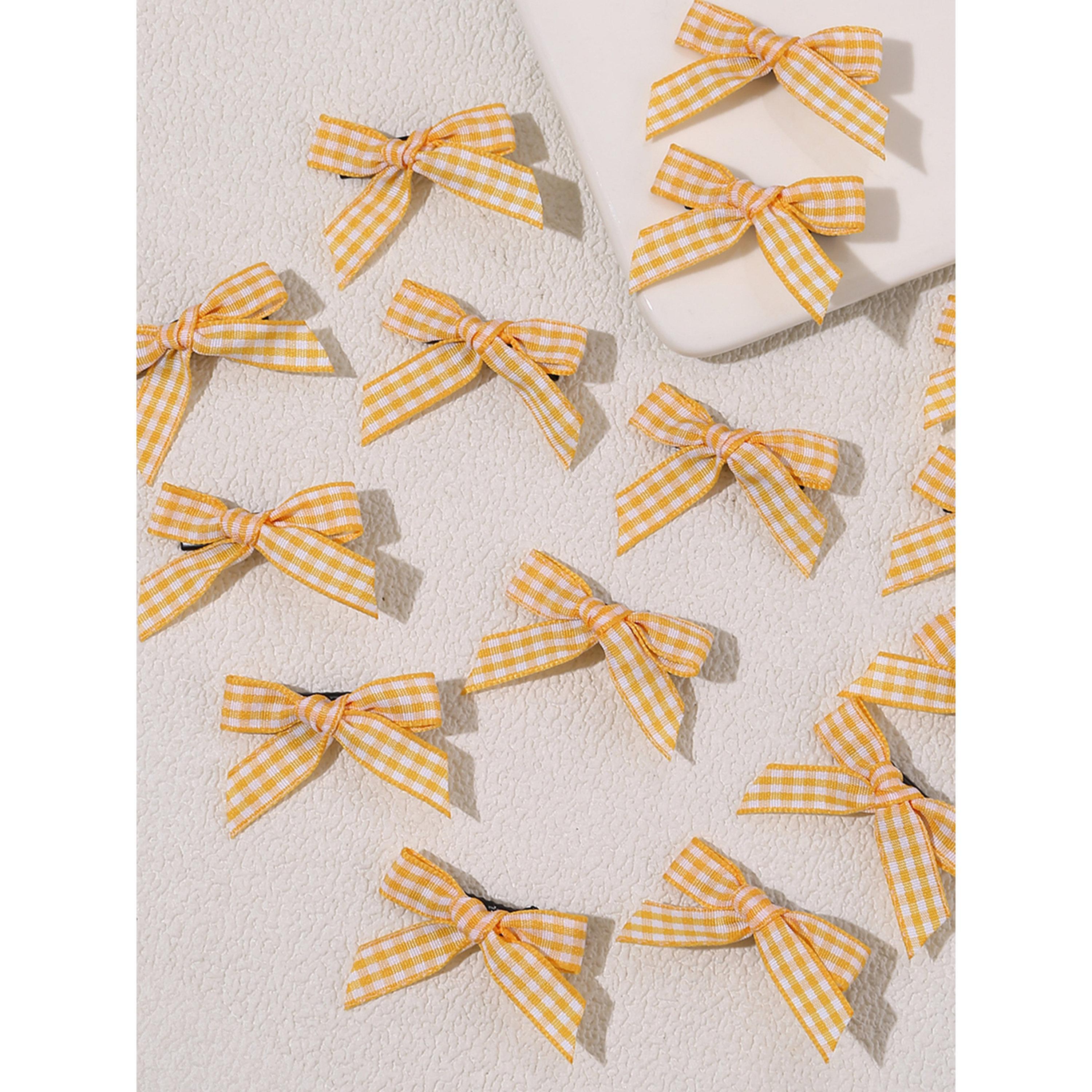 Take Two Pack of 15 - Yellow Gingham Bow Hair Clips-women-hairaccessories-clips-image-4