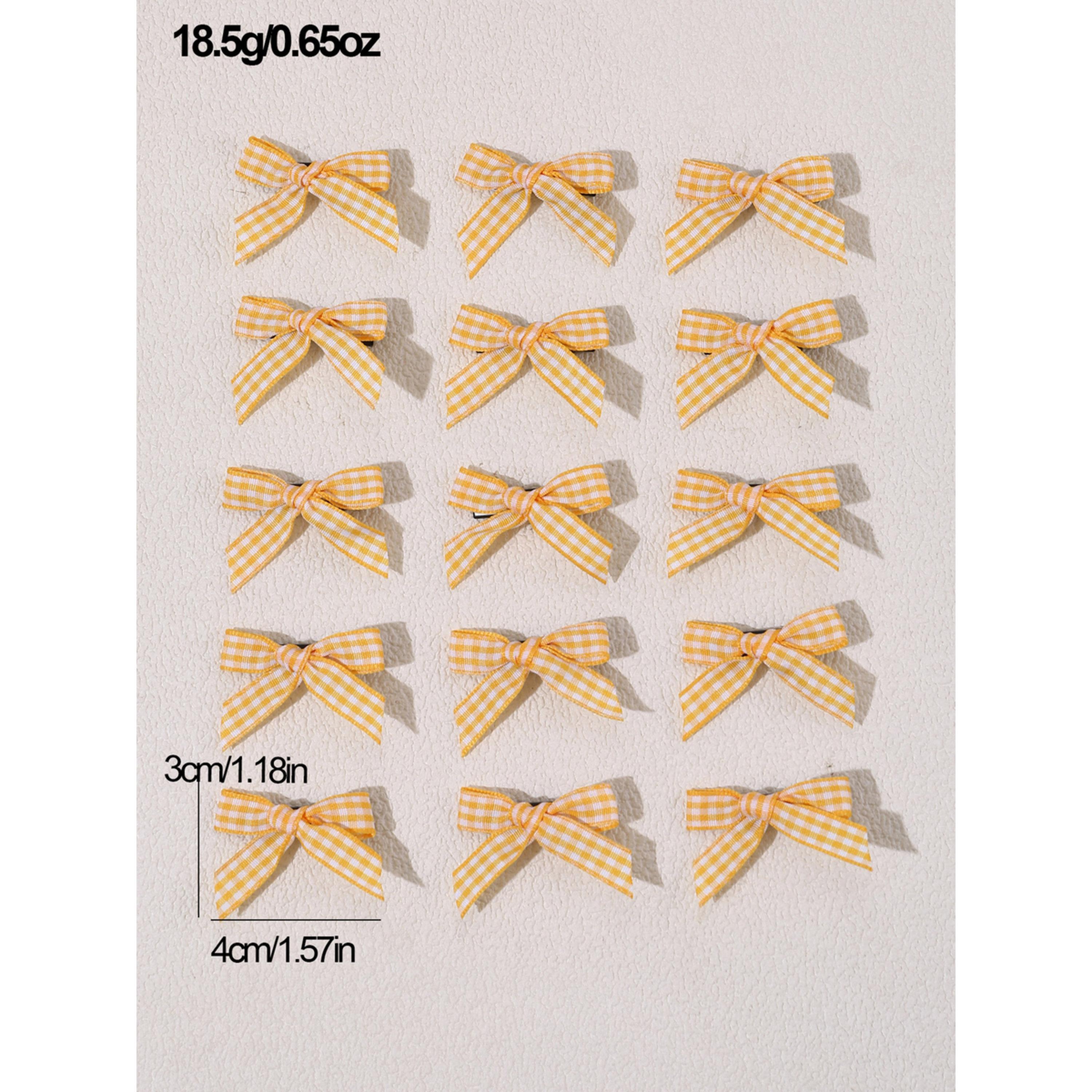 Take Two Pack of 15 - Yellow Gingham Bow Hair Clips-women-hairaccessories-clips-image-5