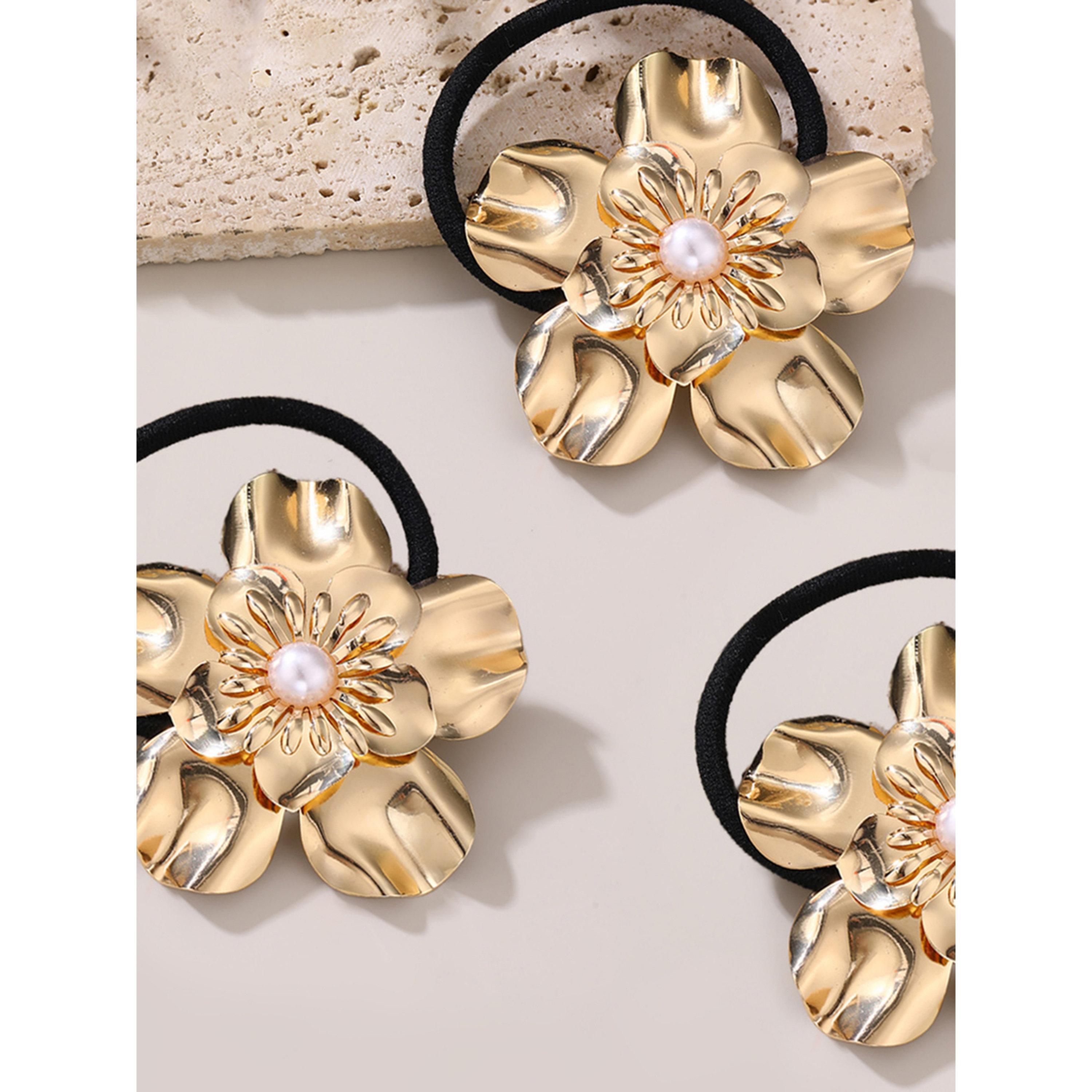 طقم ربطات شعر بزهرة ذهبية 3 قطع-women-hairaccessories-bands-image-4