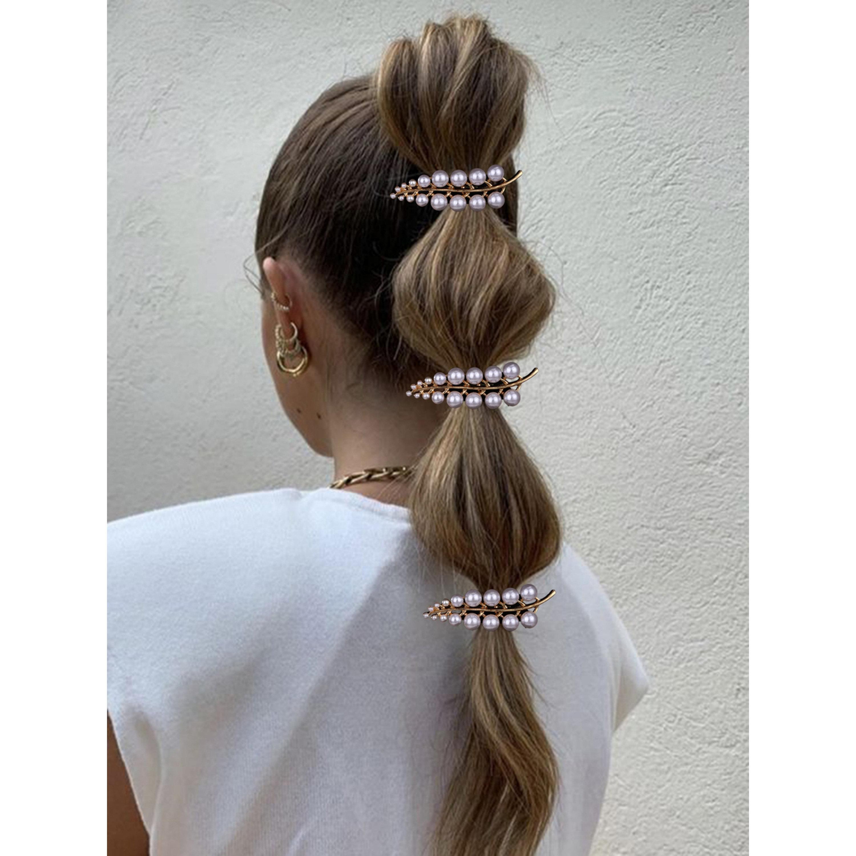 Take Two Pack of 3 - Pearl Leaf Hair Clips-women-hairaccessories-clips-image-2