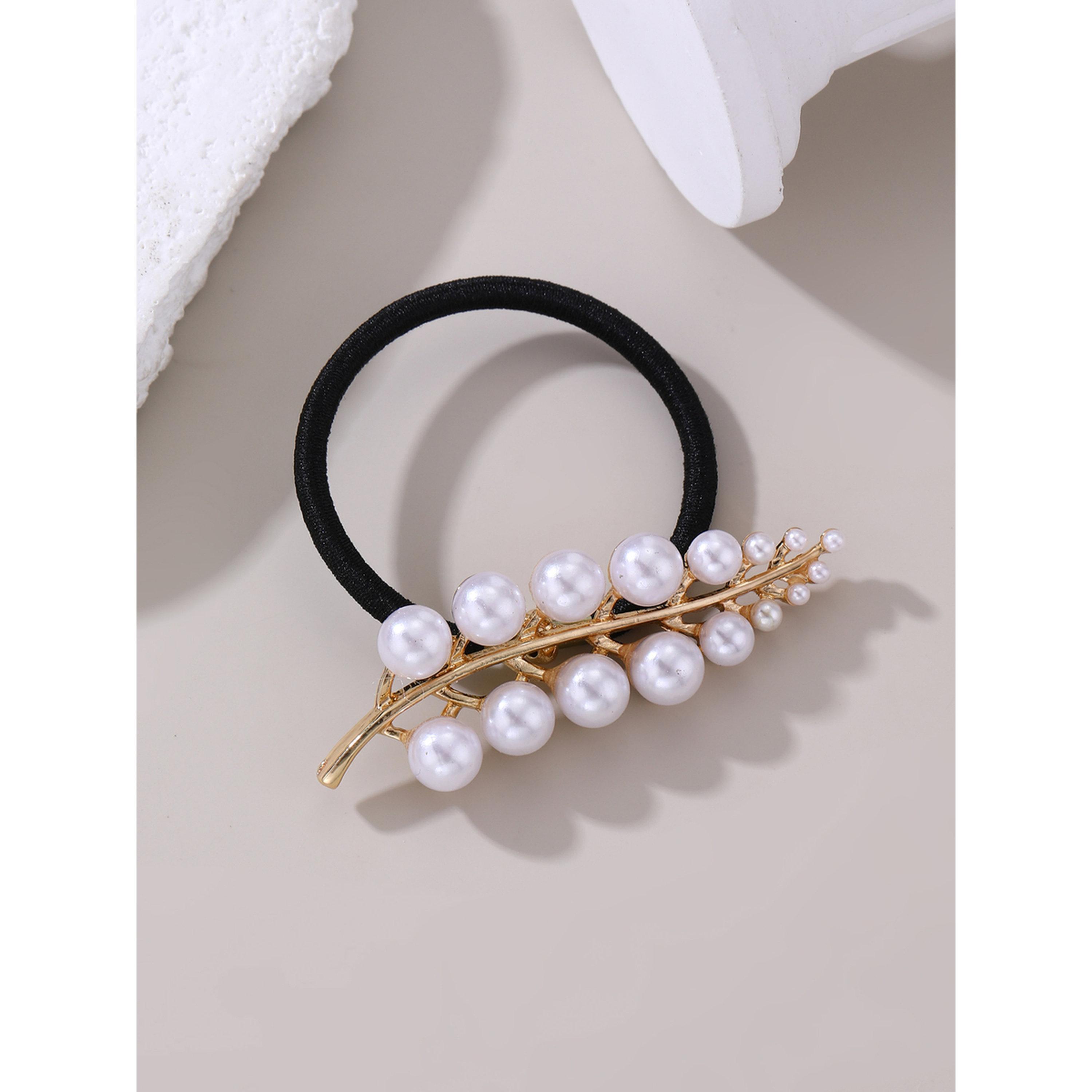 طقم مشابك شعر بورقة شجر ولؤلؤ 3 قطع-women-hairaccessories-clips-image-4