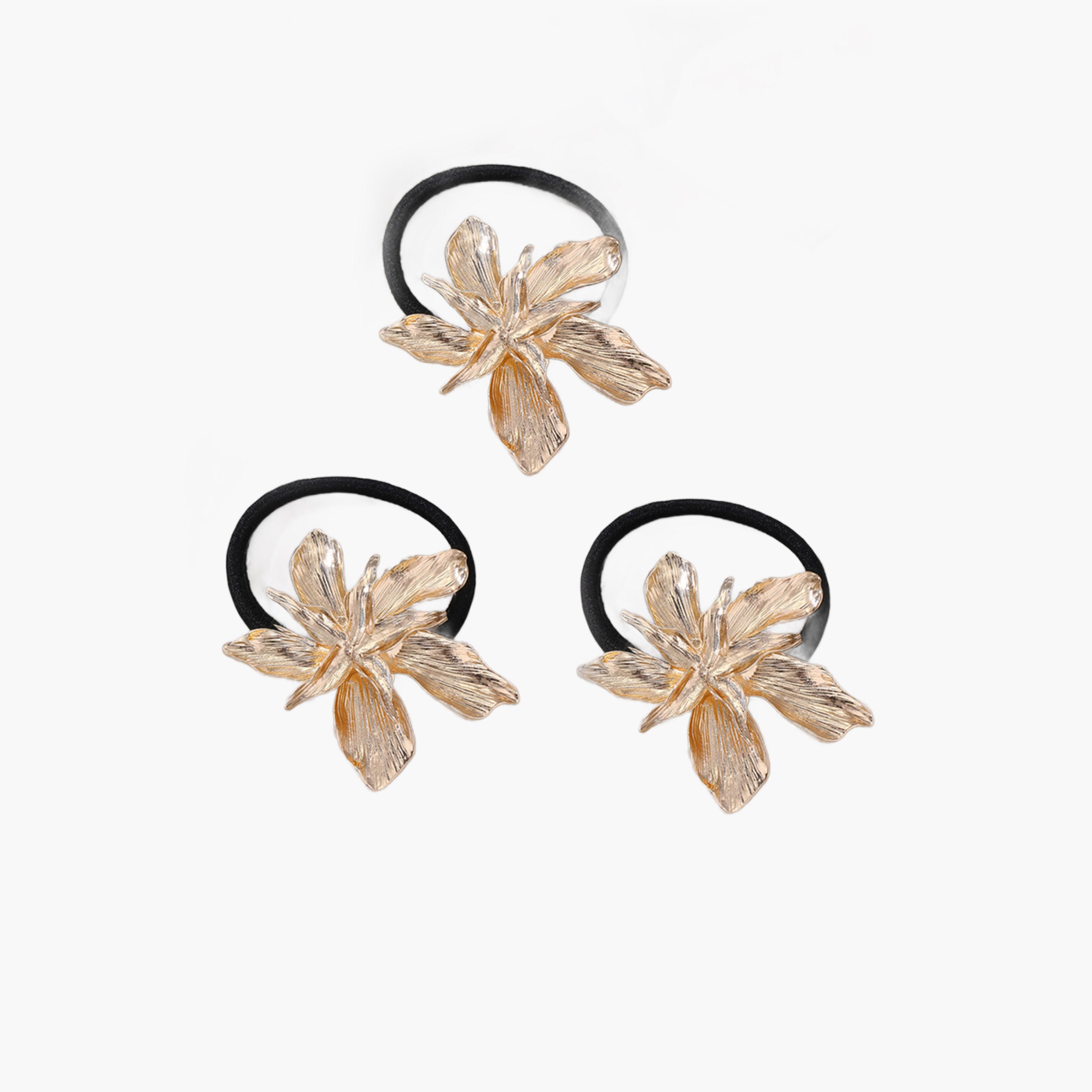 Take Two Pack of 3 - Golden Flower Hair Tie-women-hairaccessories-bands-image-1