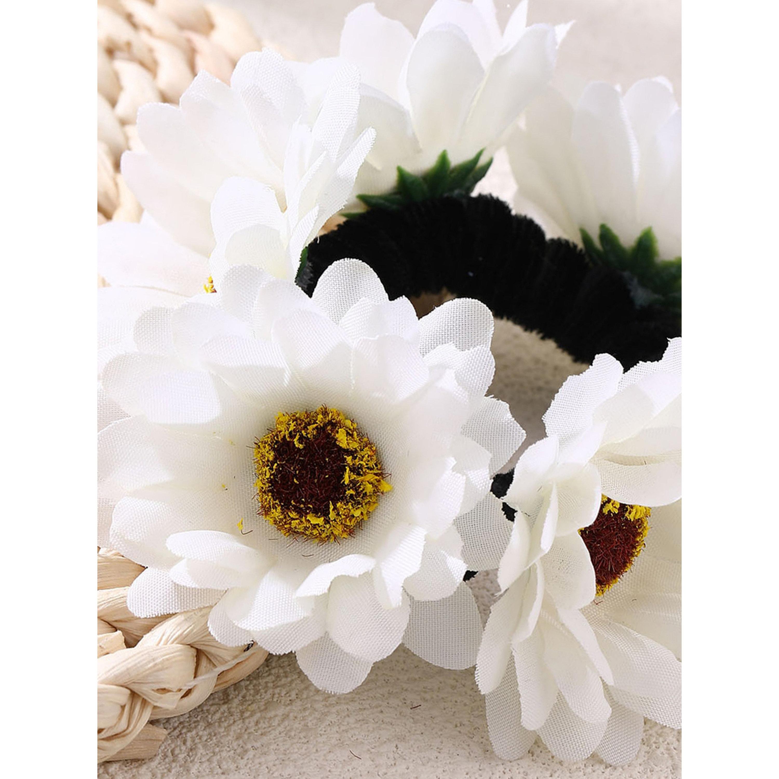 Take Two White Daisy Flower Hair Tie-women-hairaccessories-bands-image-2