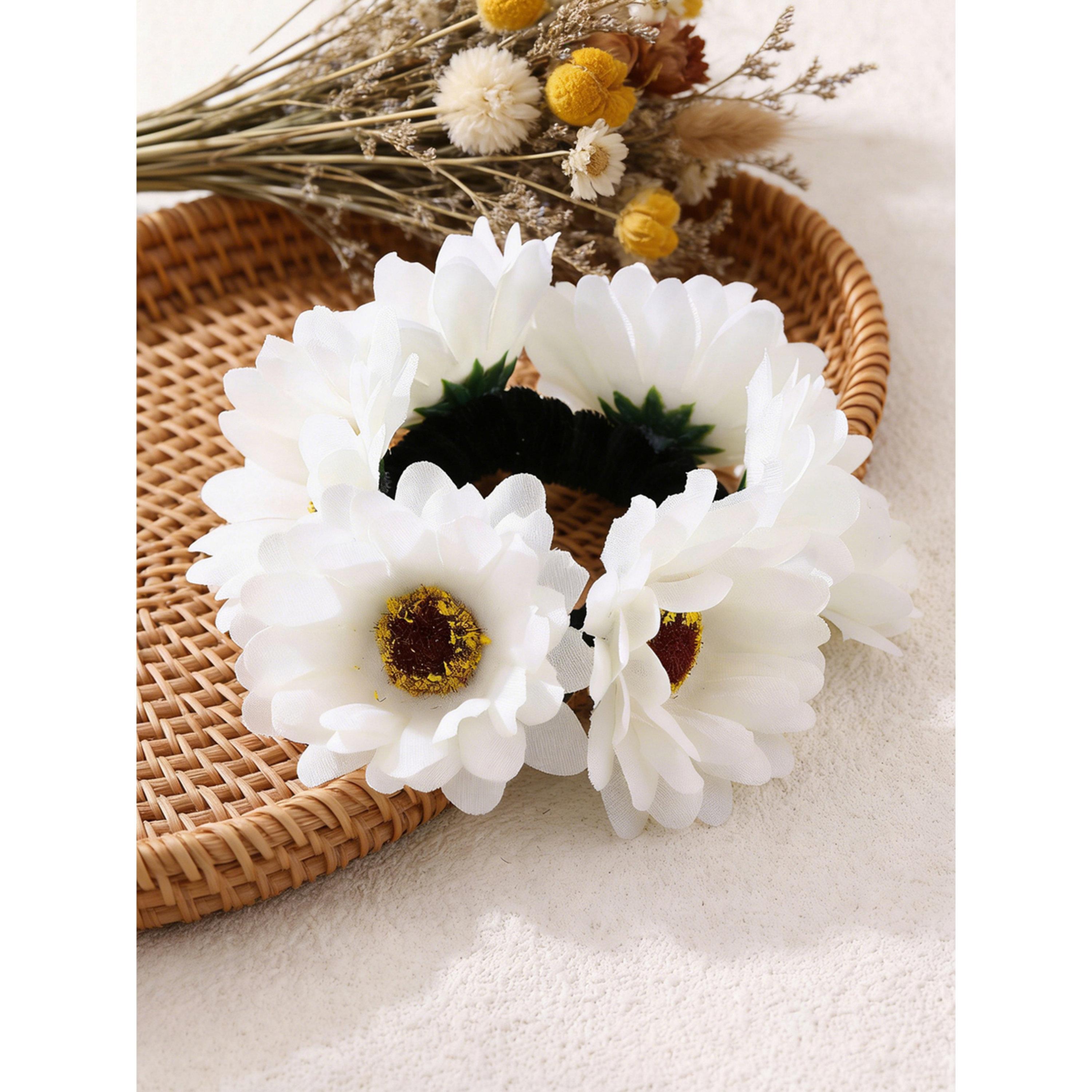 Take Two White Daisy Flower Hair Tie-women-hairaccessories-bands-image-3