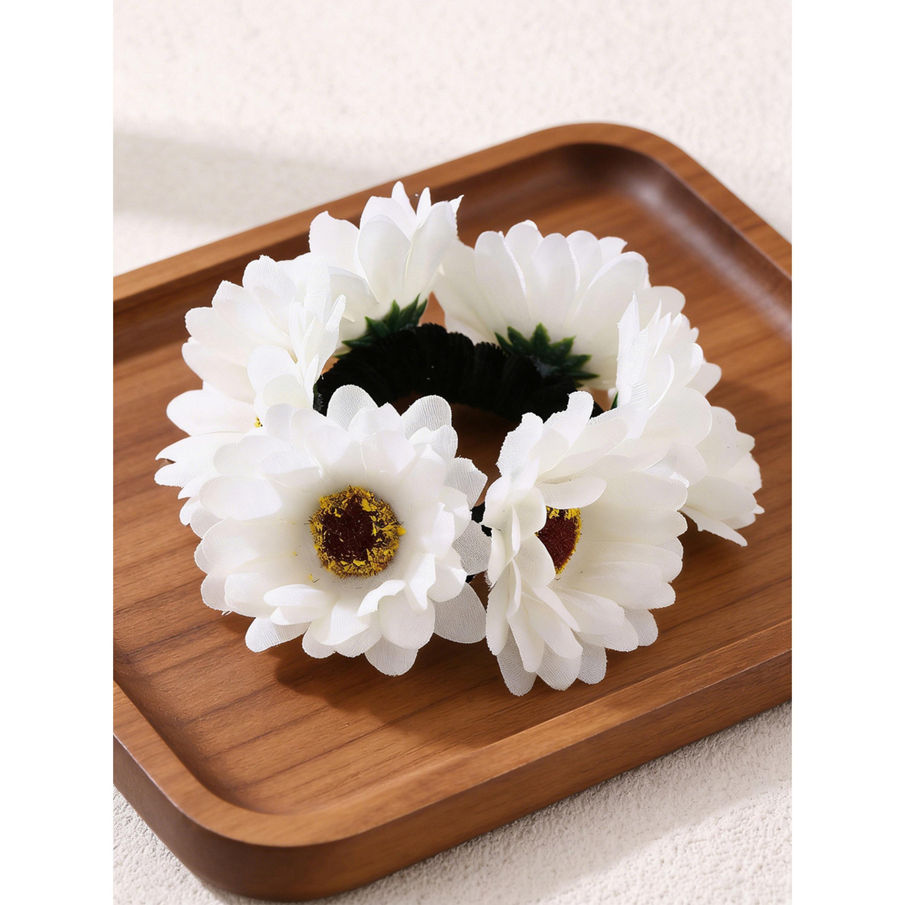 Take Two White Daisy Flower Hair Tie-women-hairaccessories-bands-image-4