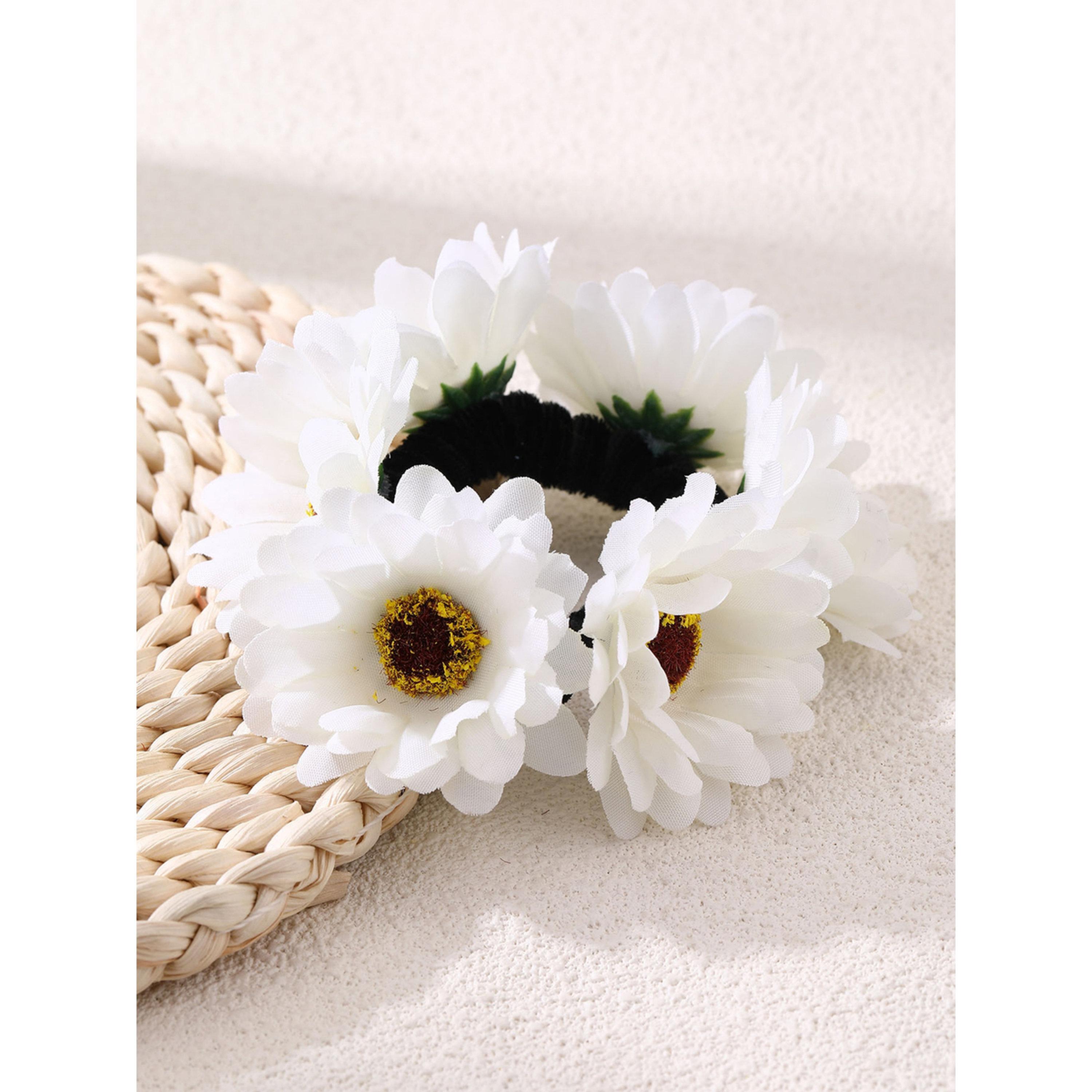 Take Two White Daisy Flower Hair Tie-women-hairaccessories-bands-image-5