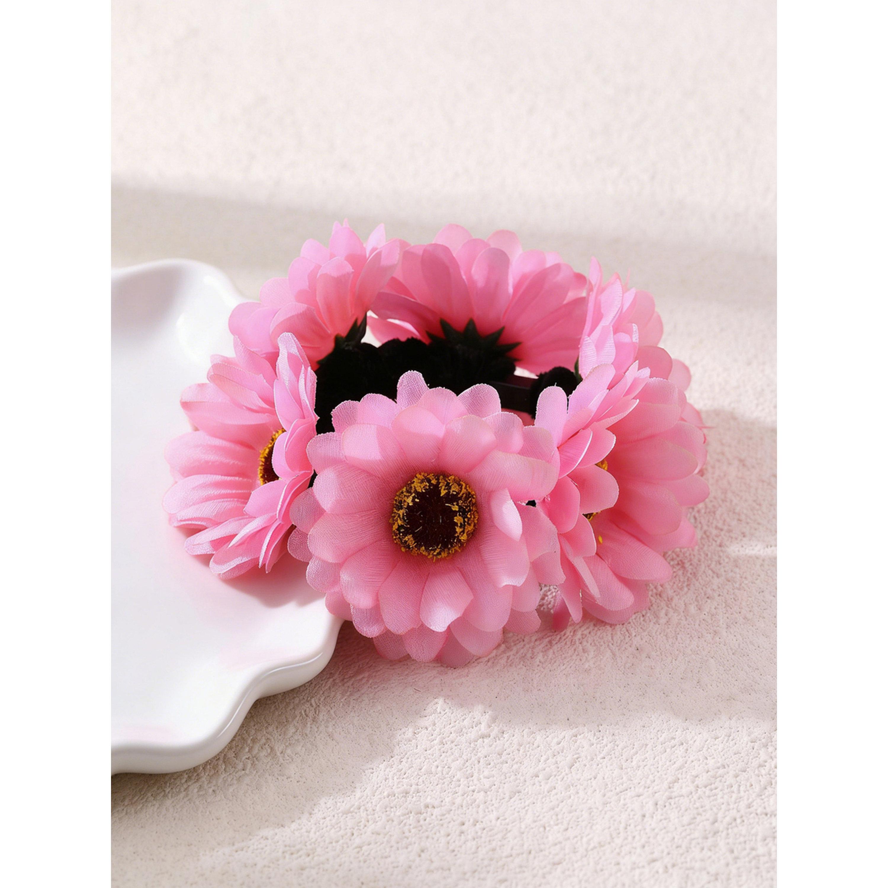 Take Two Pink Flower Hair Tie-women-hairaccessories-bands-image-5