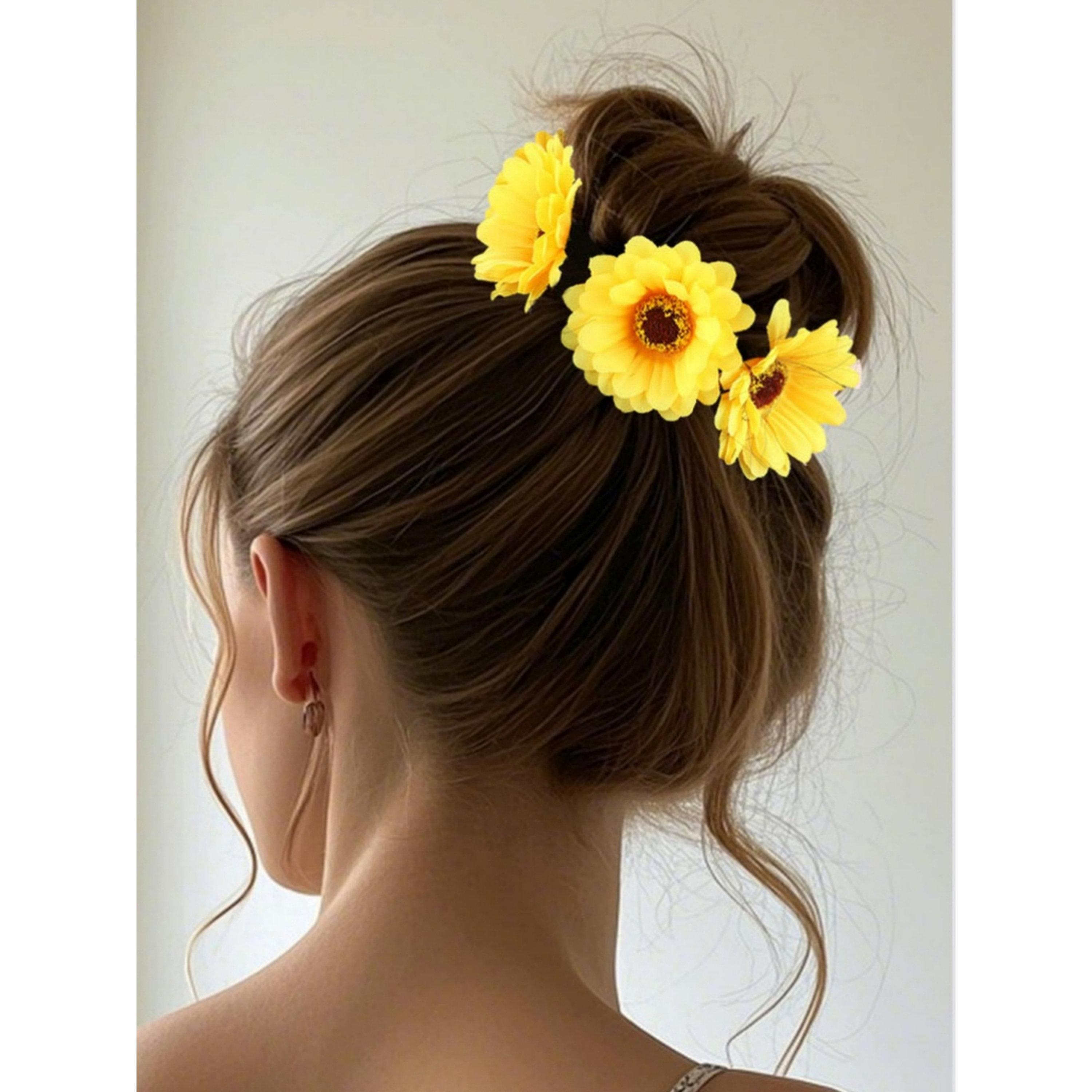 Take Two Yellow Flower Hair Tie-women-hairaccessories-bands-image-2