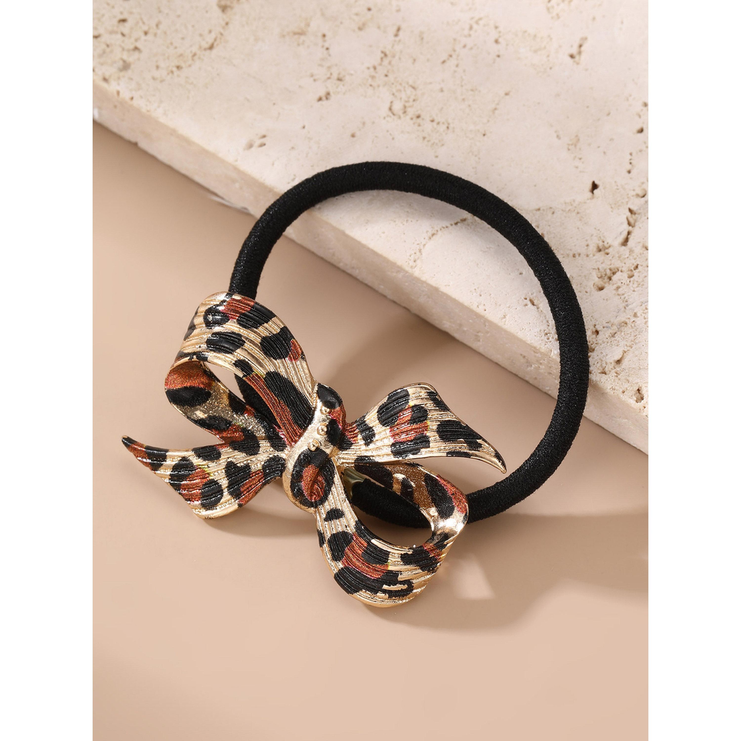 Take Two Pack of 3 - Leopard Print Bow Hair Tie-women-hairaccessories-bands-image-5