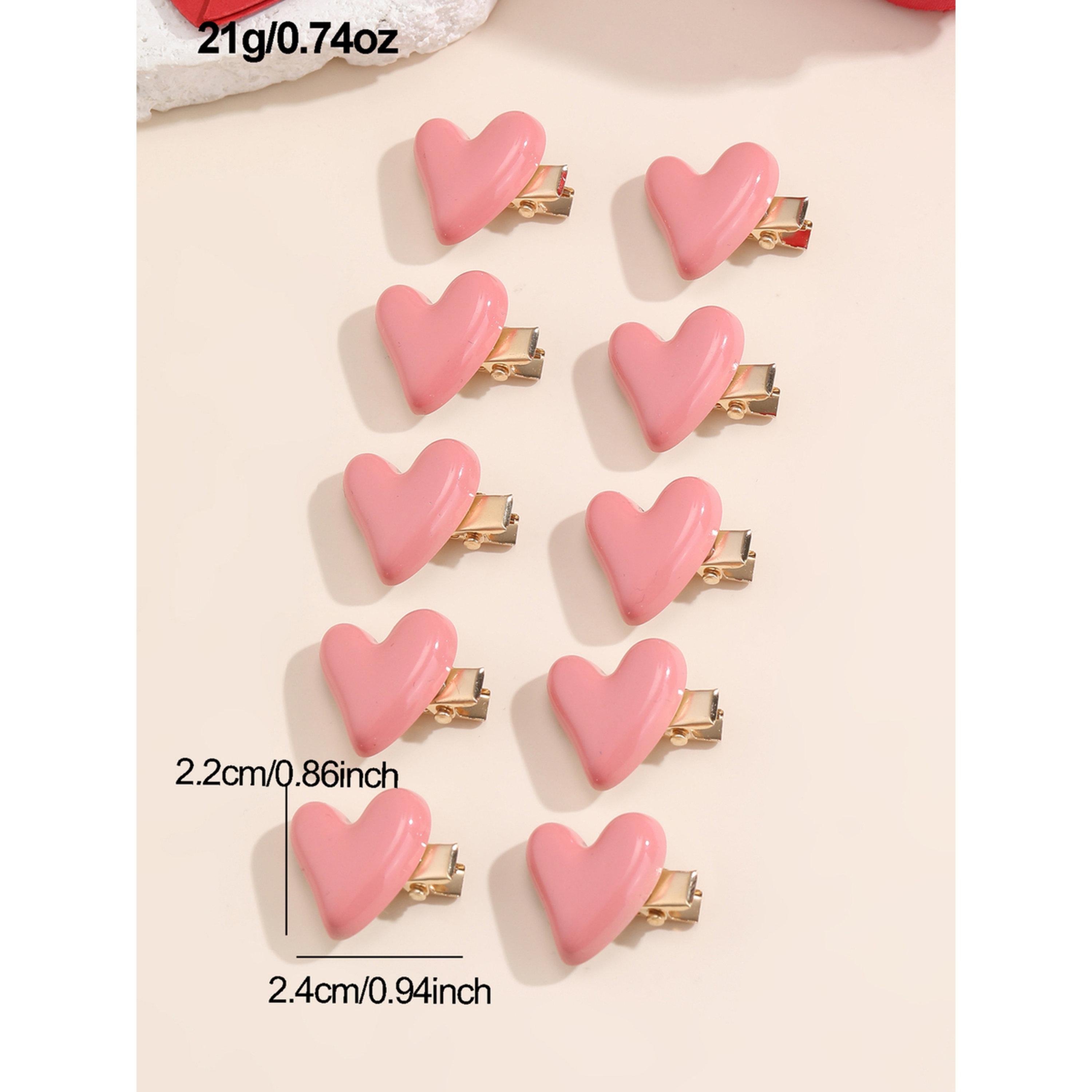 طقم مشابك شعر قلب وردي 10 قطع-women-hairaccessories-clips-image-5