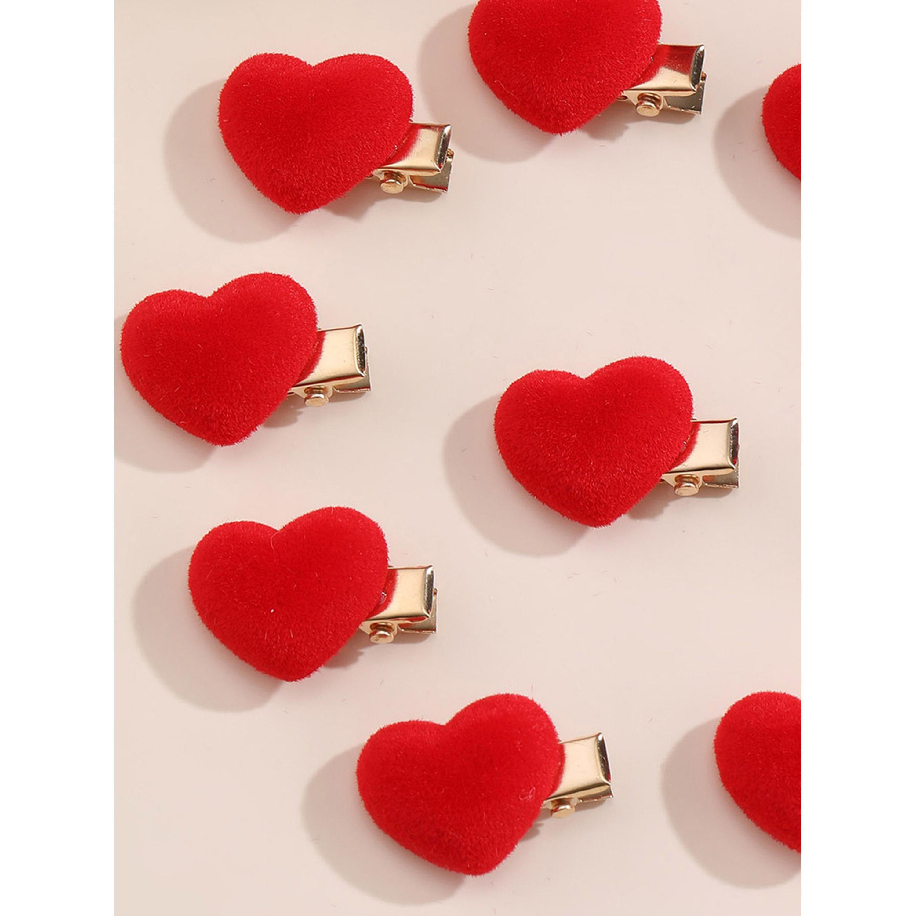 طقم مشابك شعر قلب أحمر 10 قطع-women-hairaccessories-clips-image-4