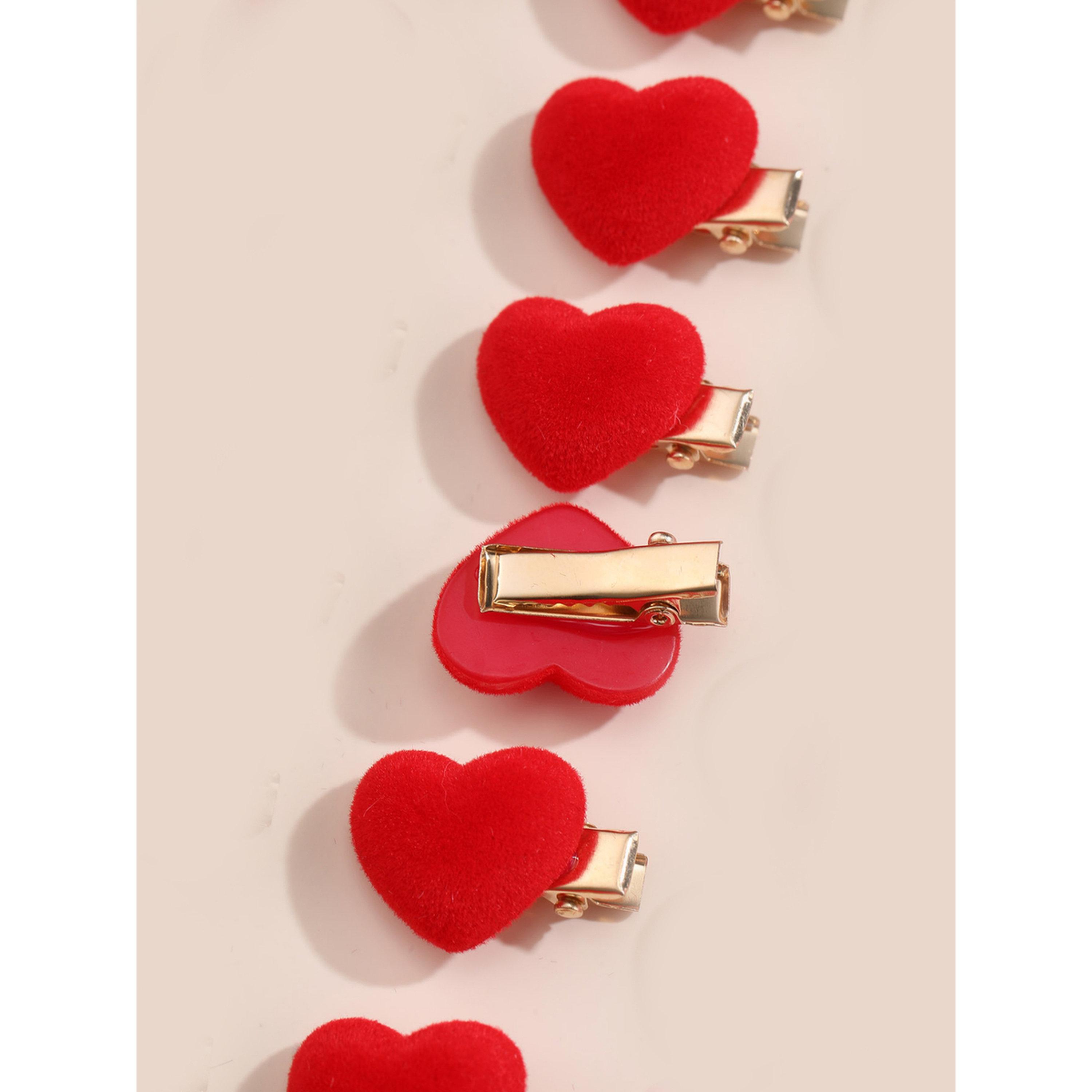 طقم مشابك شعر قلب أحمر 10 قطع-women-hairaccessories-clips-image-5