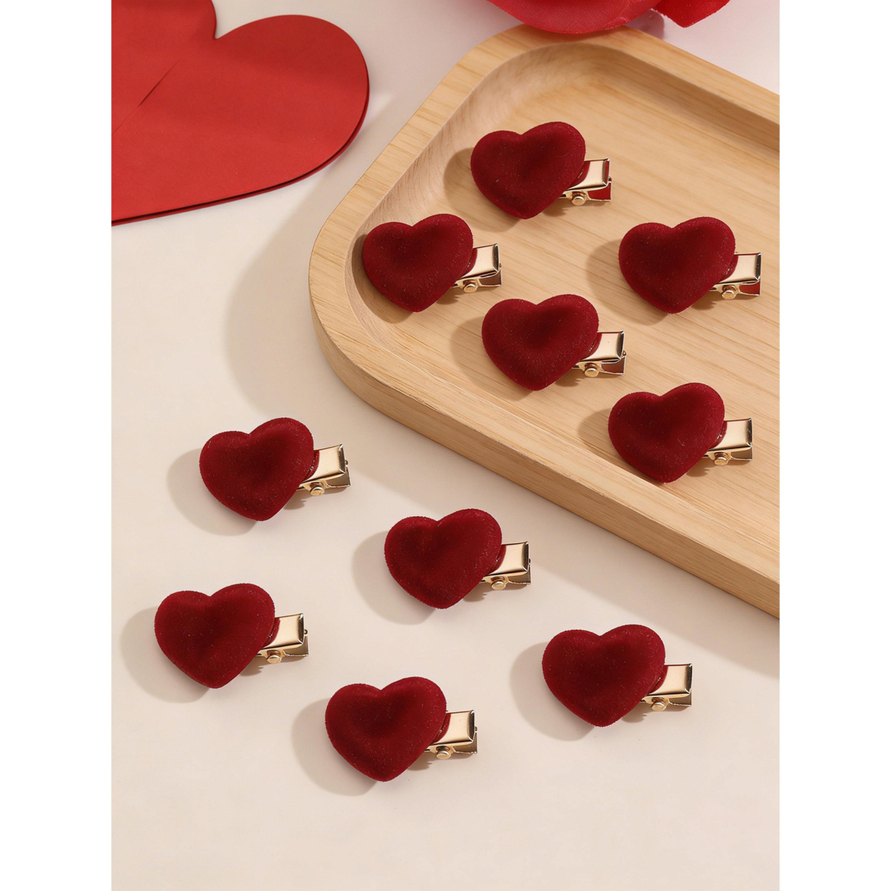 طقم مشابك شعر قلب أحمر 10 قطع-women-hairaccessories-clips-image-2