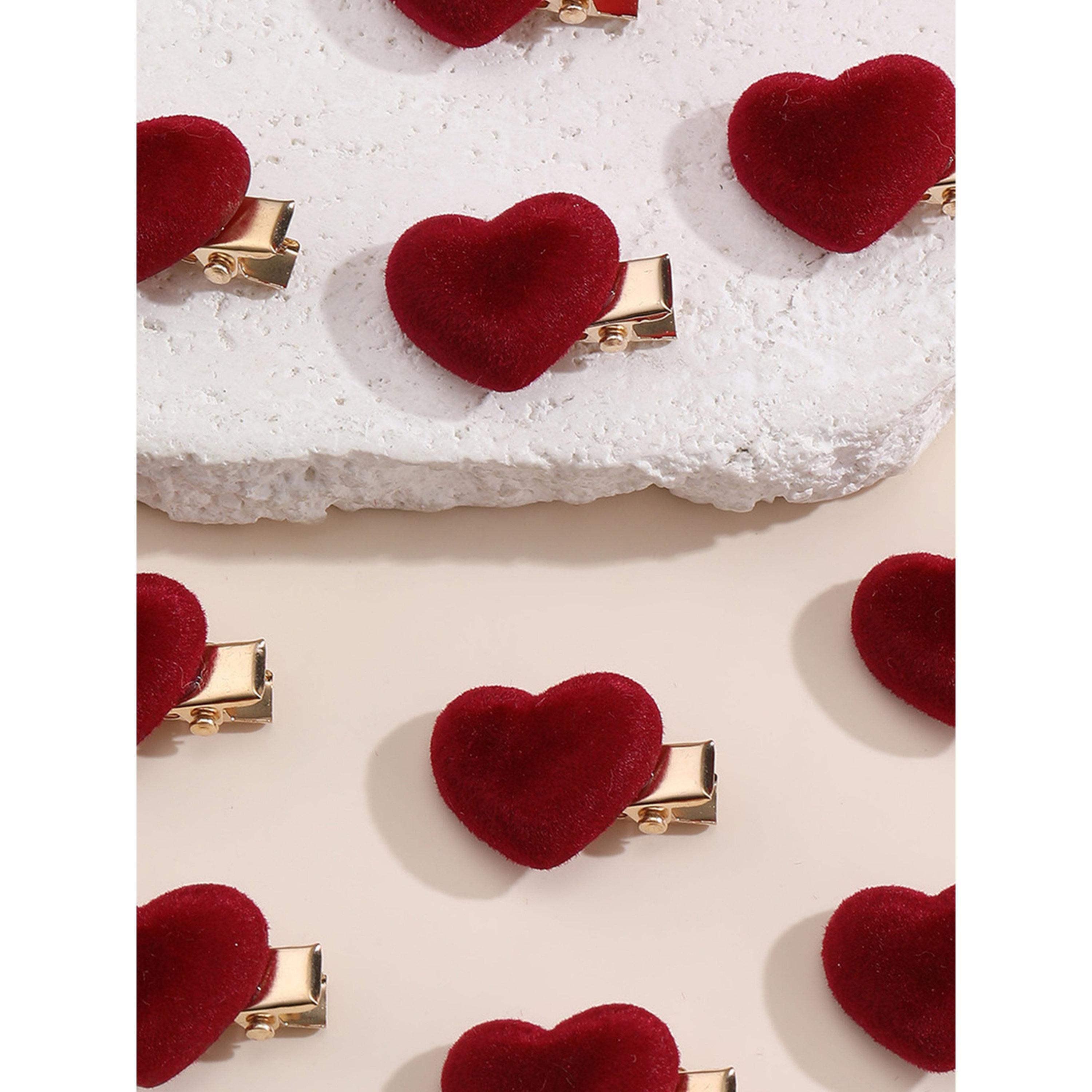 طقم مشابك شعر قلب أحمر 10 قطع-women-hairaccessories-clips-image-3