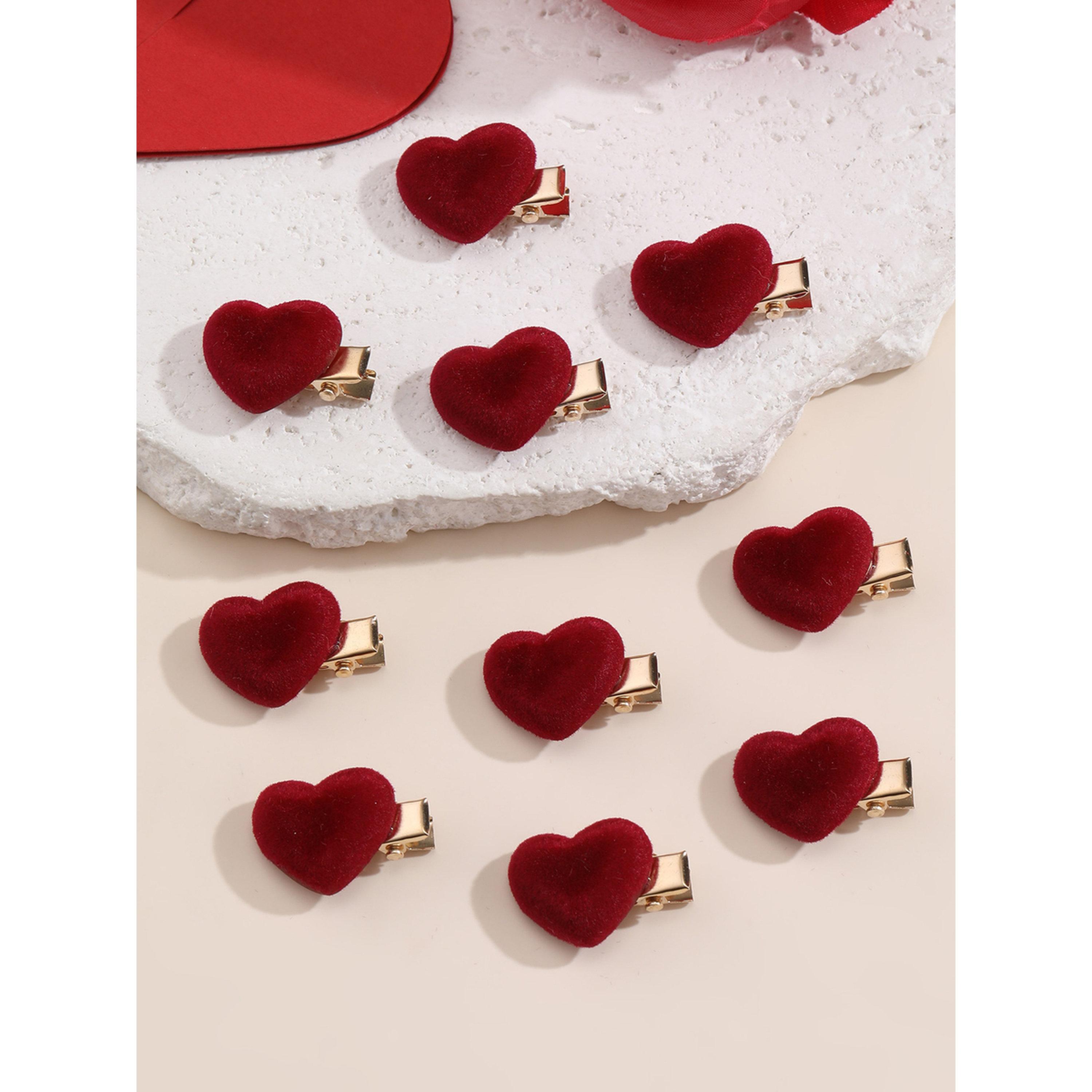 طقم مشابك شعر قلب أحمر 10 قطع-women-hairaccessories-clips-image-4