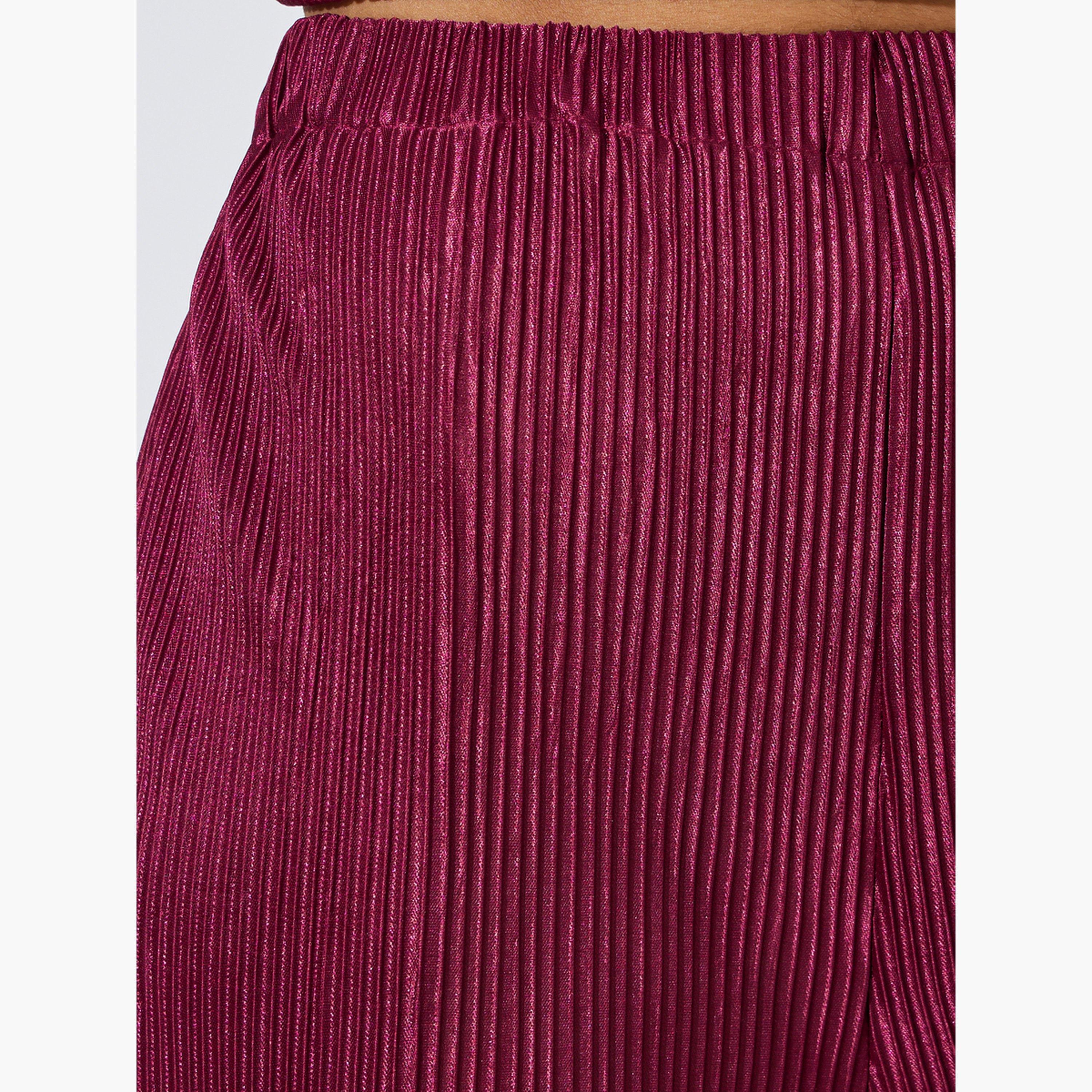 Styli Burgundy Plisse Wide Leg Pants-women-clothing-bottoms-joggers-image-3