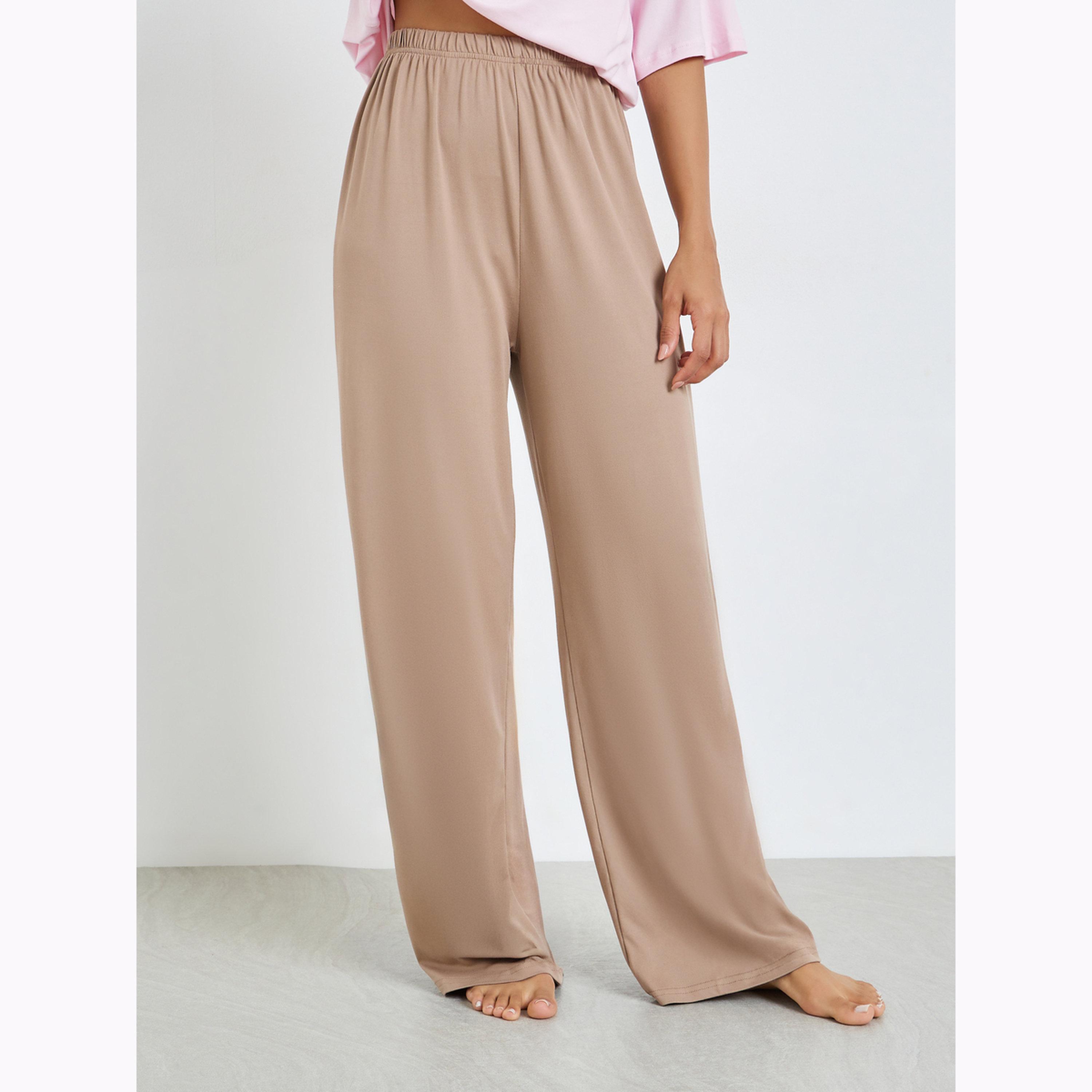 طقم بيجاما من بنطال وتيشيرت بياقة دائرية وطبعة قطة-women-clothing-nightwear-pyjamas-longsets-image-4