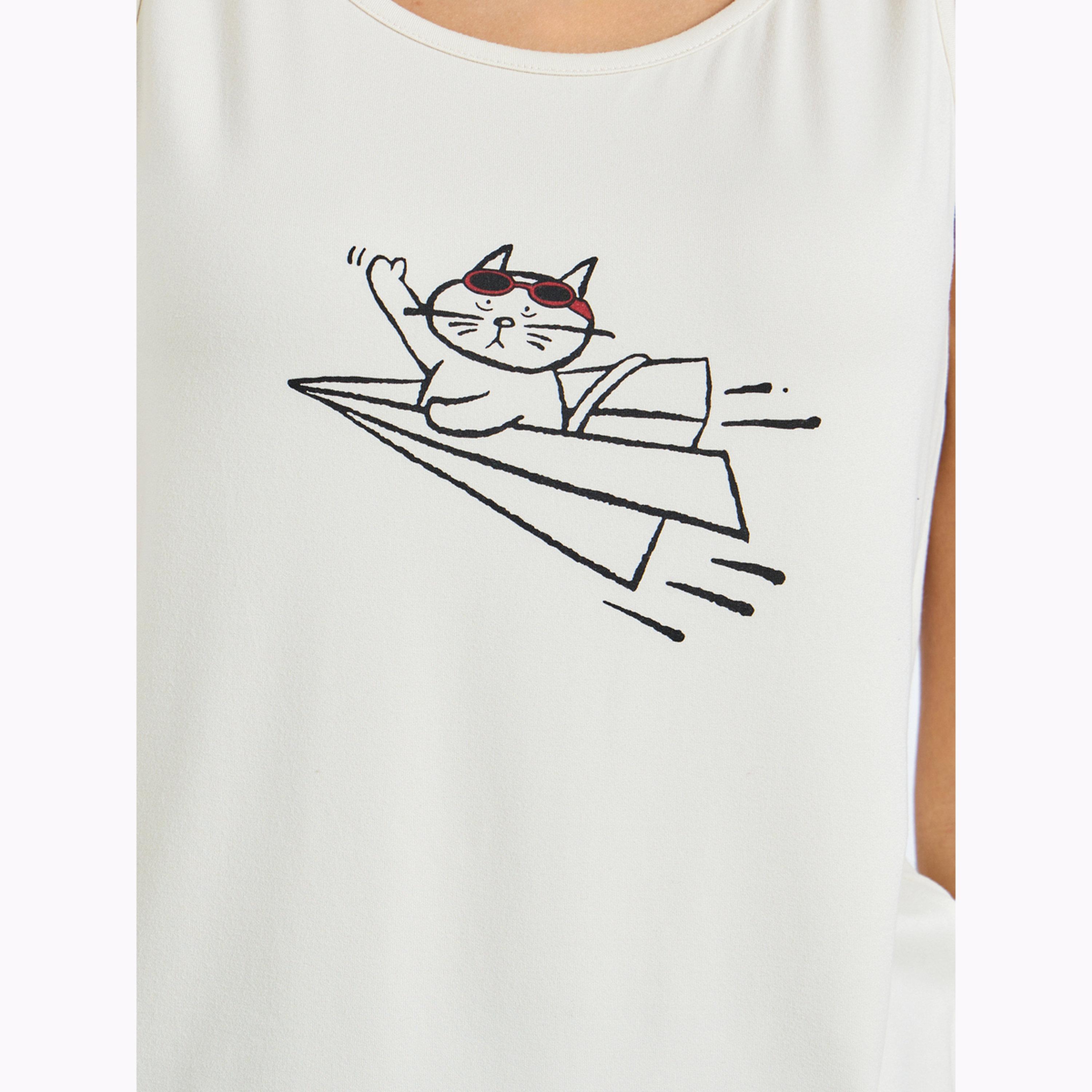 Styli Sleeveless Print Tank and Solid Pyjama Set-women-clothing-nightwear-pyjamas-longsets-image-5