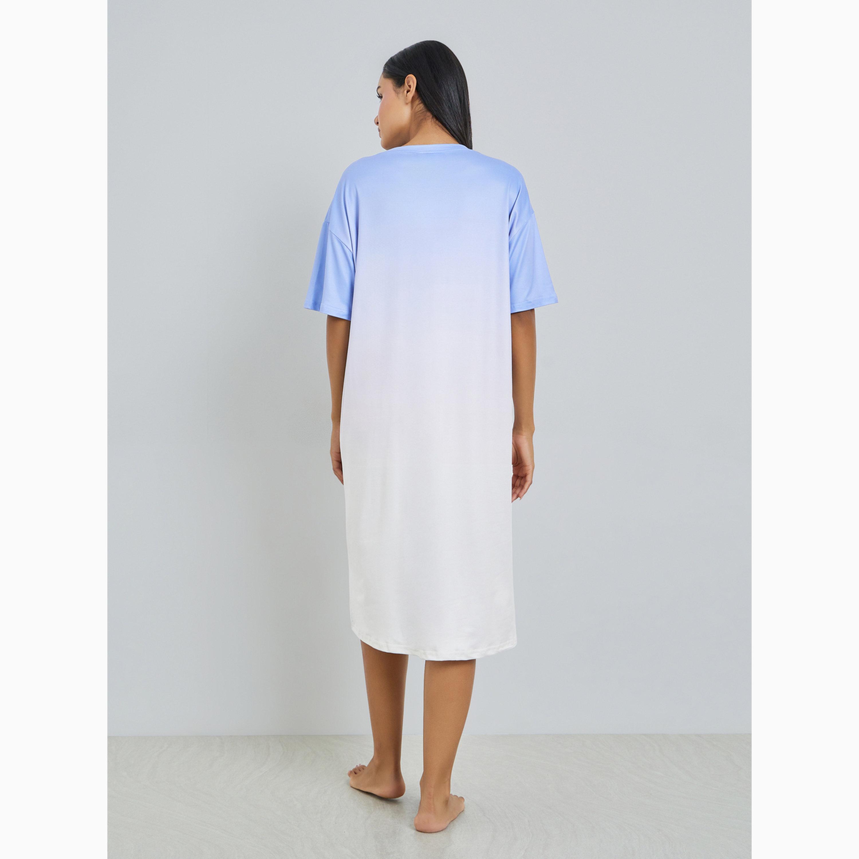 قميص نوم بنمط تيشيرت ومظهر أومبري أزرق-women-clothing-nightwear-nighties-image-3