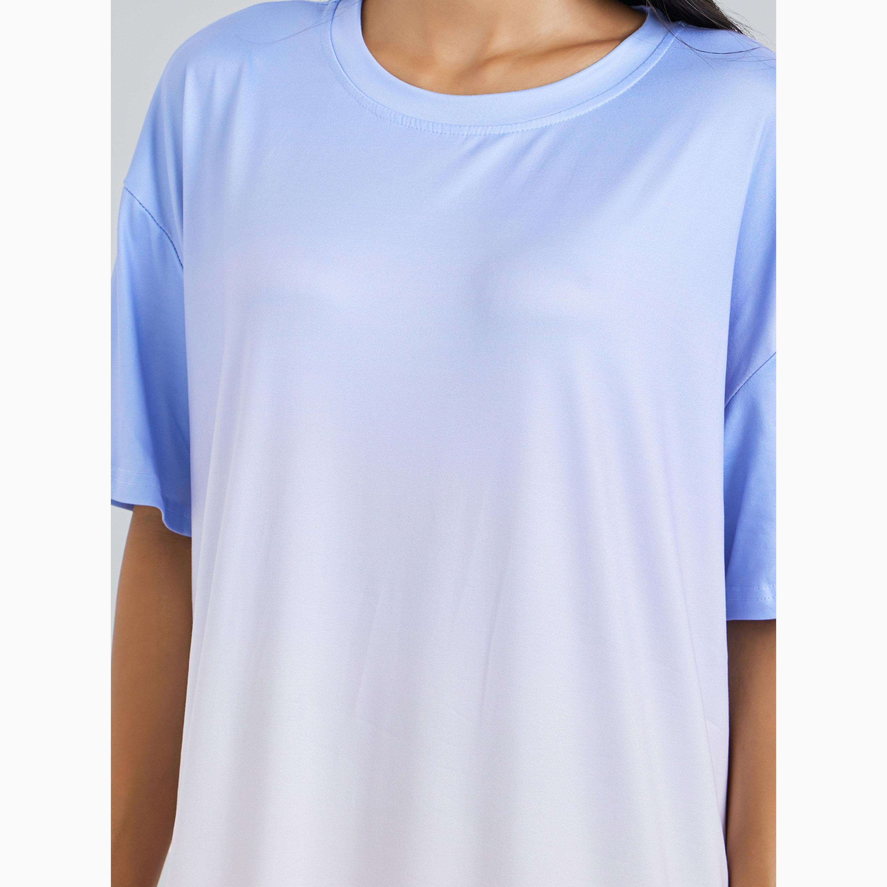 قميص نوم بنمط تيشيرت ومظهر أومبري أزرق-women-clothing-nightwear-nighties-image-4