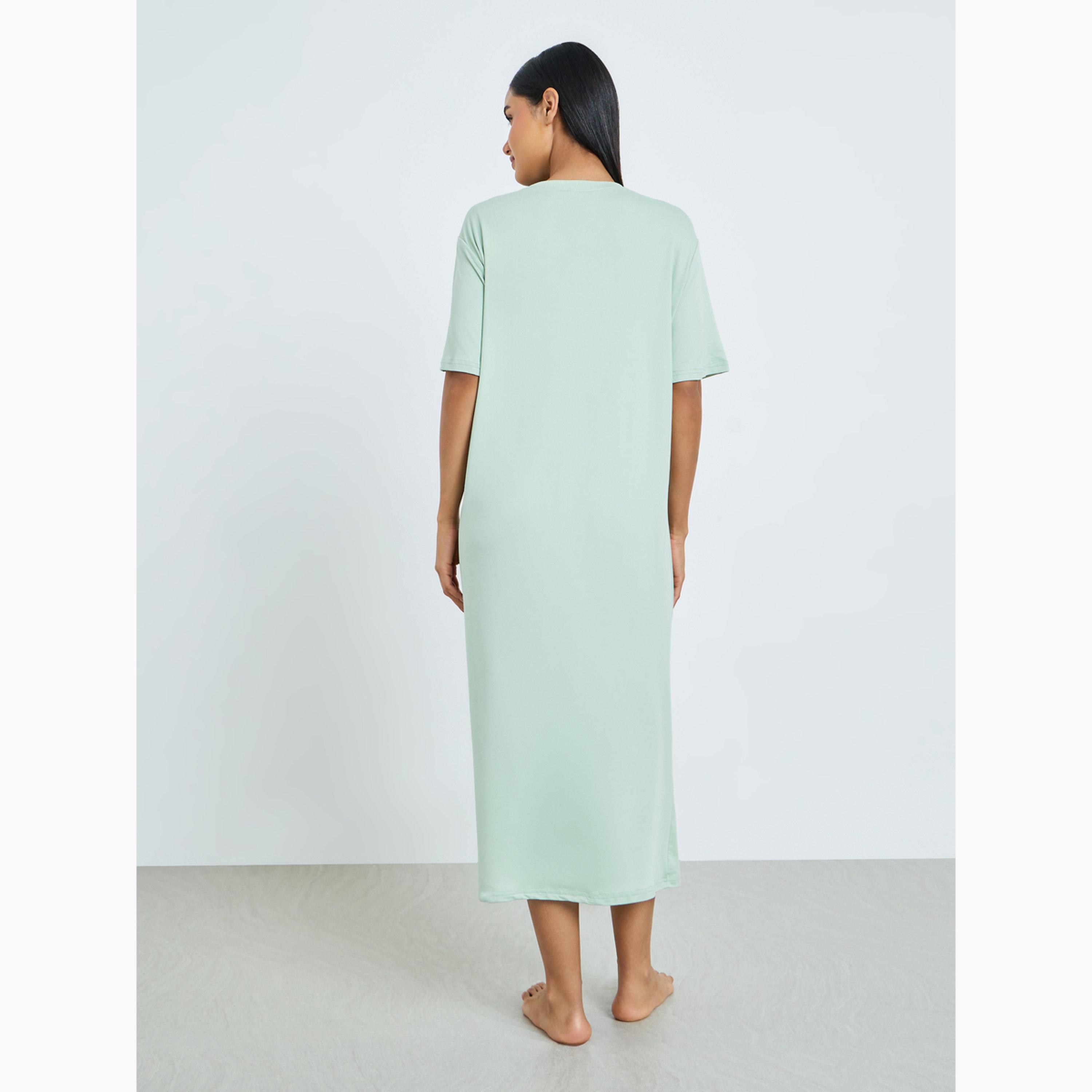 Styli Green Cat Cheese Graphic Sleep T-Shirt Dress-women-clothing-nightwear-nighties-image-3