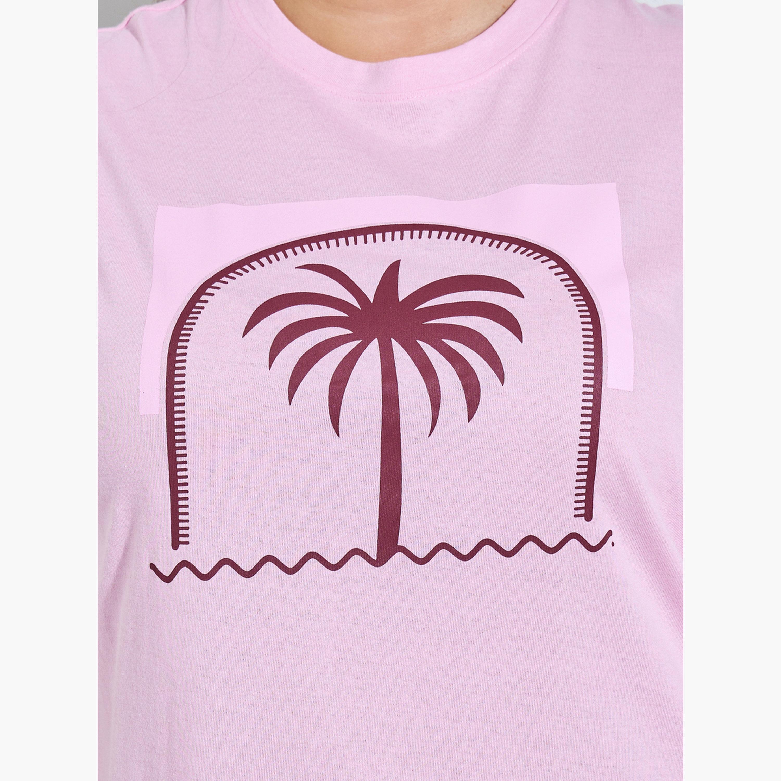Styli Plus Size Palm Graphic Print T-Shirt and Pyjama Set-women-clothing-plussize-nightwear-nightwearsets-image-6