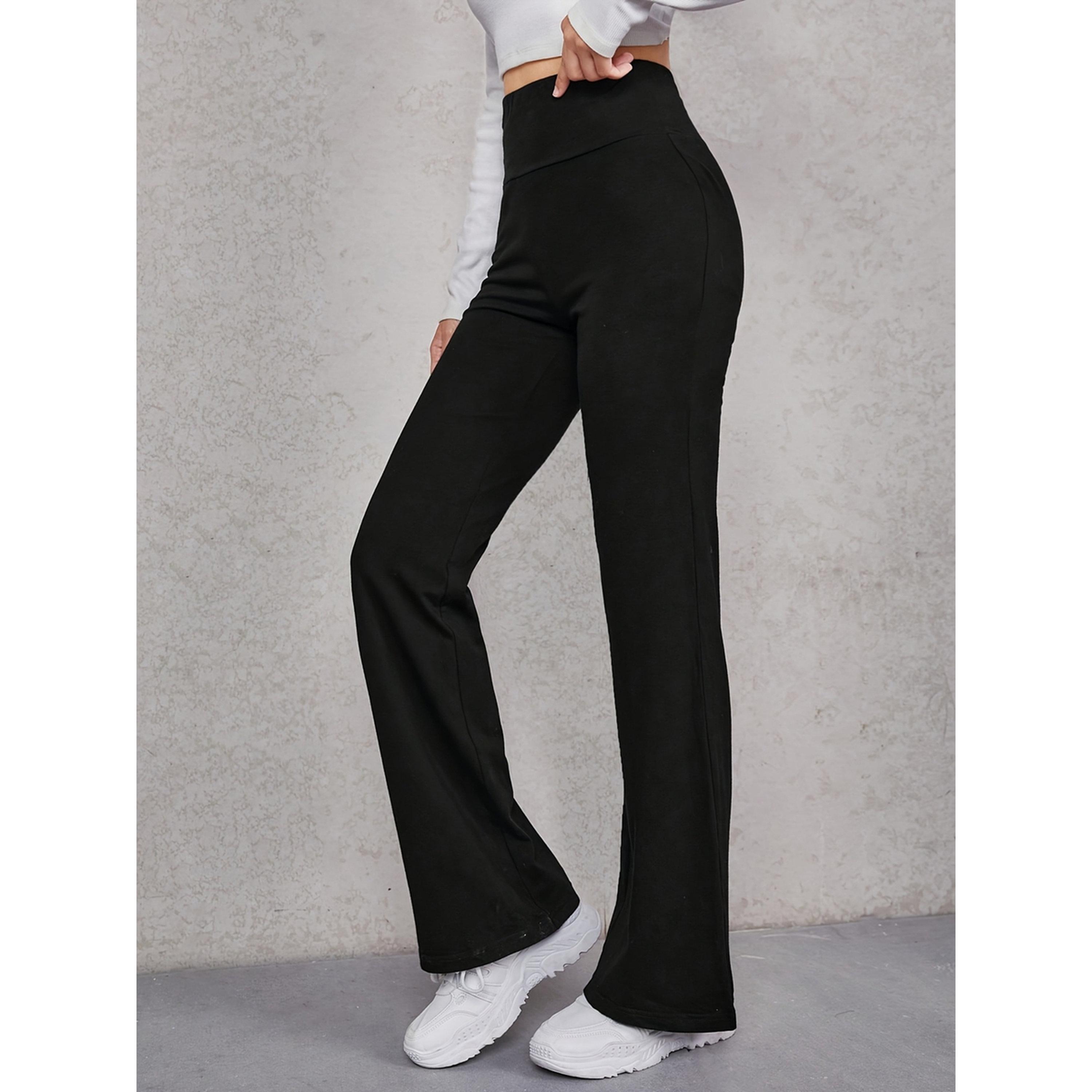 بنطال كاجوال بحزام خصر عريض بلون أسود-women-clothing-joggers-image-3